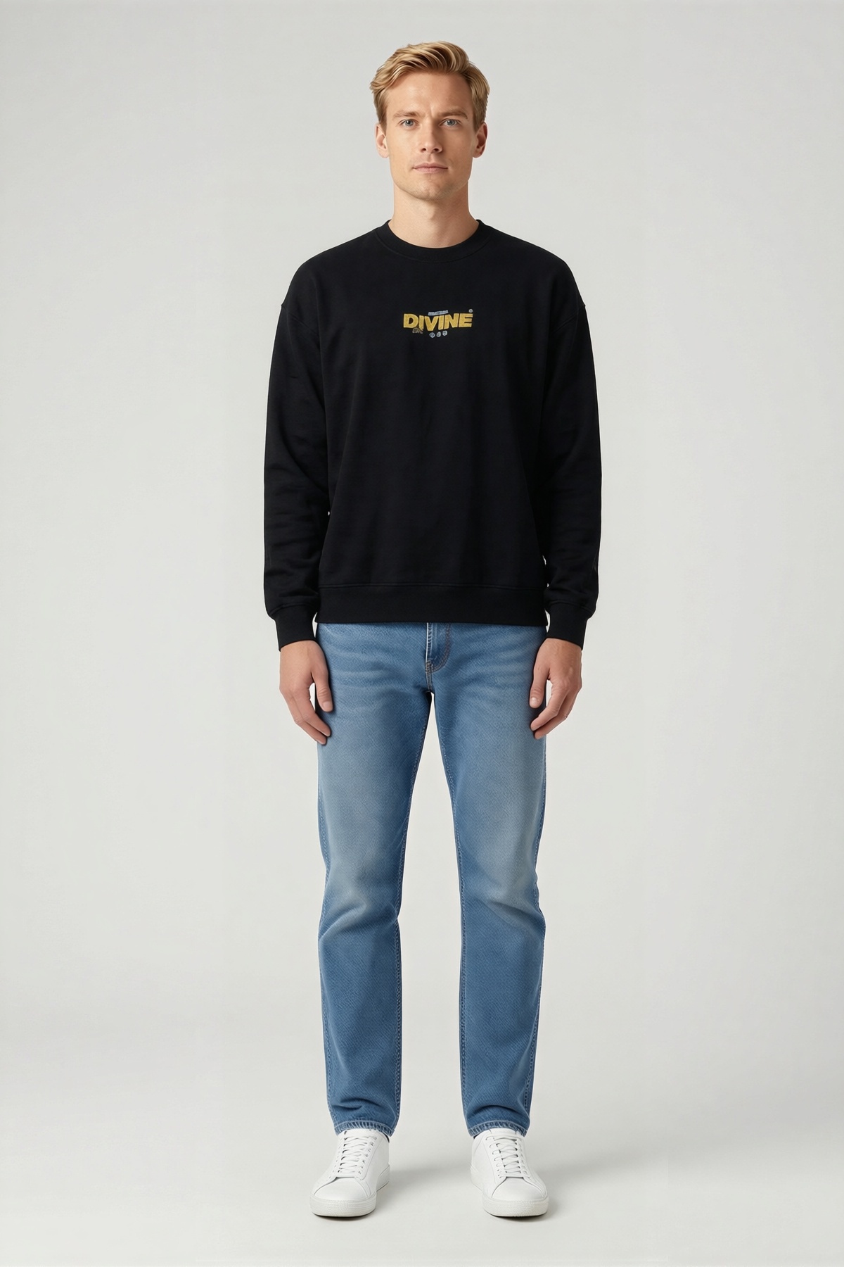 Erkek Kışlık Bisiklet Yaka Sweatshirt Sırt Baskılı Halı Motifli Büyük Harf Yazılı Oversize Günlük