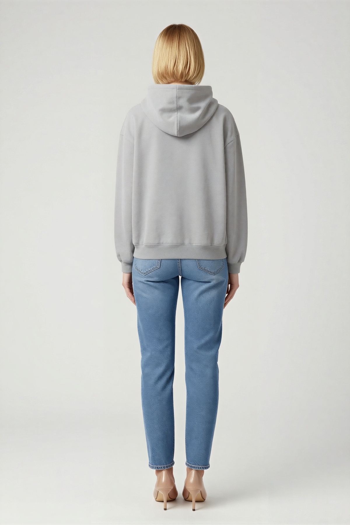 Kadın Kapüşonlu Pamuklu Üç İplik Unisex Sweatshirt Kanguru Cepli Bağcıklı Rahat Kalıp Sade Günlük
