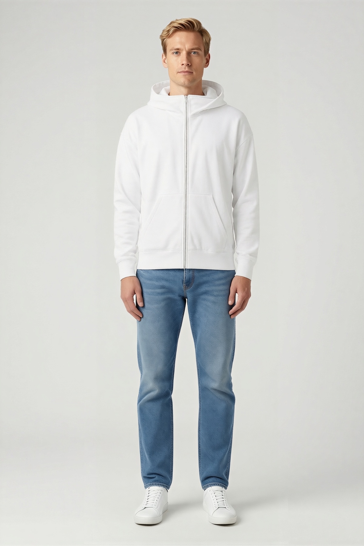 Erkek Çift Kapşonlu Tam Fermuarlı Kanguru Cepli Ninja Samuray Hoodie Sweatshirt Geniş Kalıp Günlük