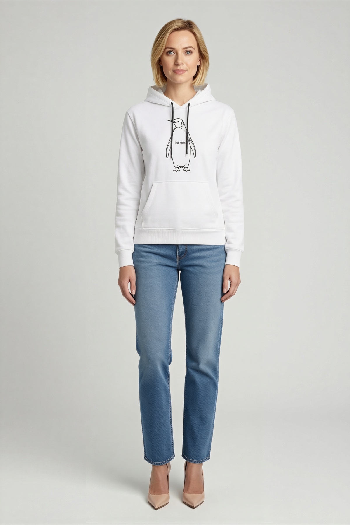 Kadın Sırt Baskılı Dağ Manzaralı Kapüşonlu Sweatshirt Oversize Rahat Kesim Günlük Kullanıma Uygun