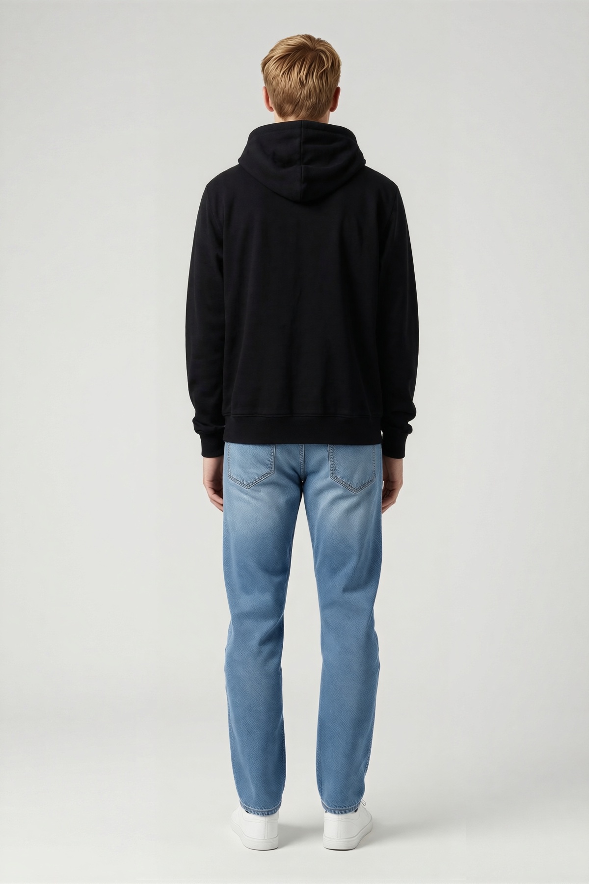 Erkek Tam Fermuarlı Kapüşonlu Unisex Sweatshirt Düz Yüzeyli Bağcıklı Ribanalı Kol Bantlı Rahat Basic