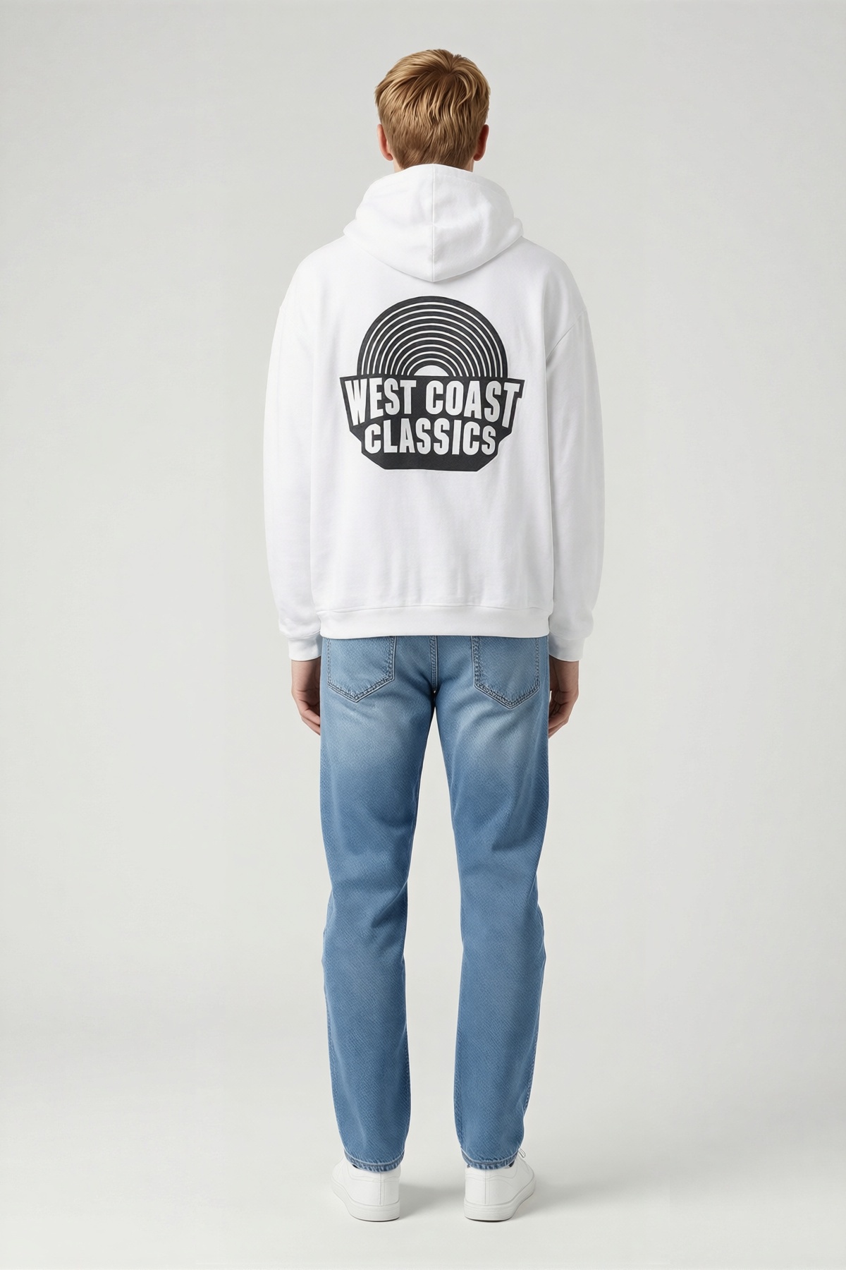 Erkek Oversize Üç İplik Kapüşonlu Sweatshirt Ön Baskılı Kanguru Cepli Rahat Kalıp İçi Pamuklu Model