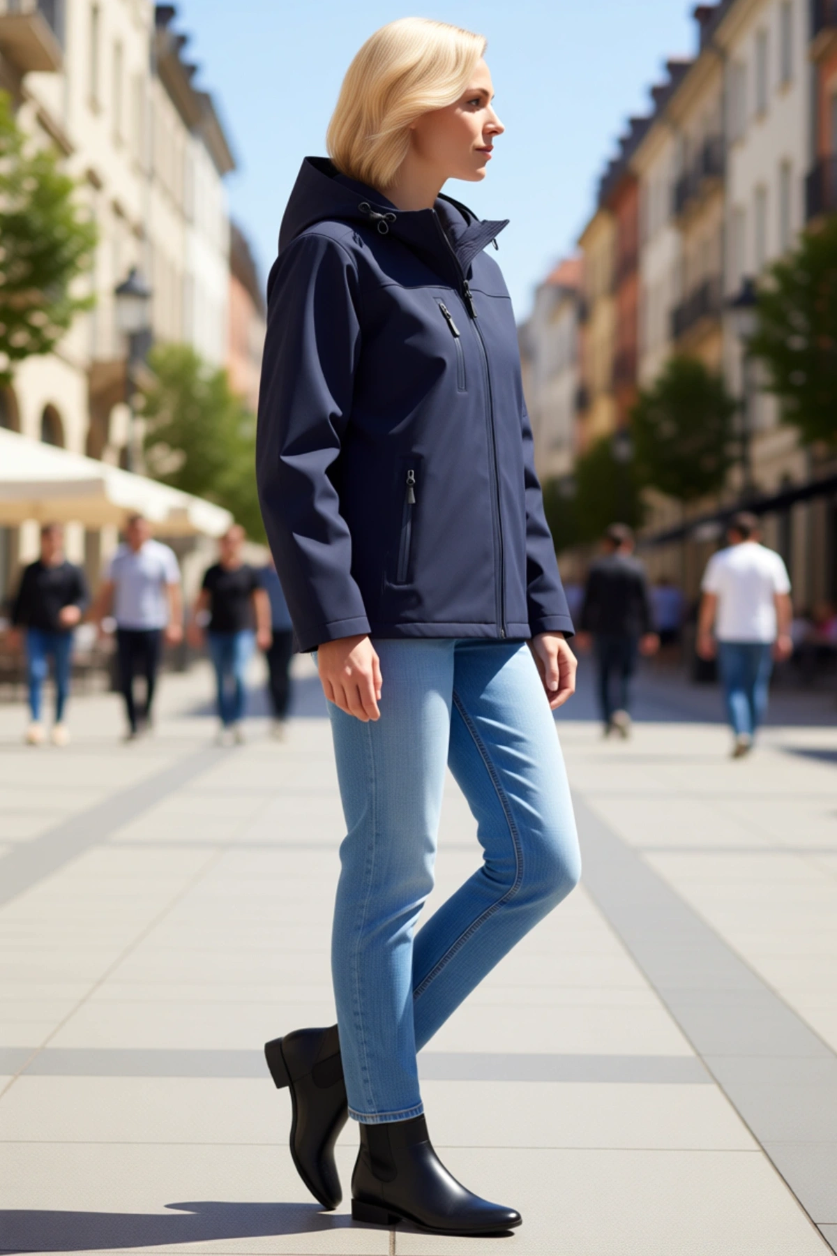 Kadın Su Geçirmez Softshell Polar Astarlı Çıkarılabilir Kapüşonlu 4 Cepli Mont Ceket Dış Giyim Rahat