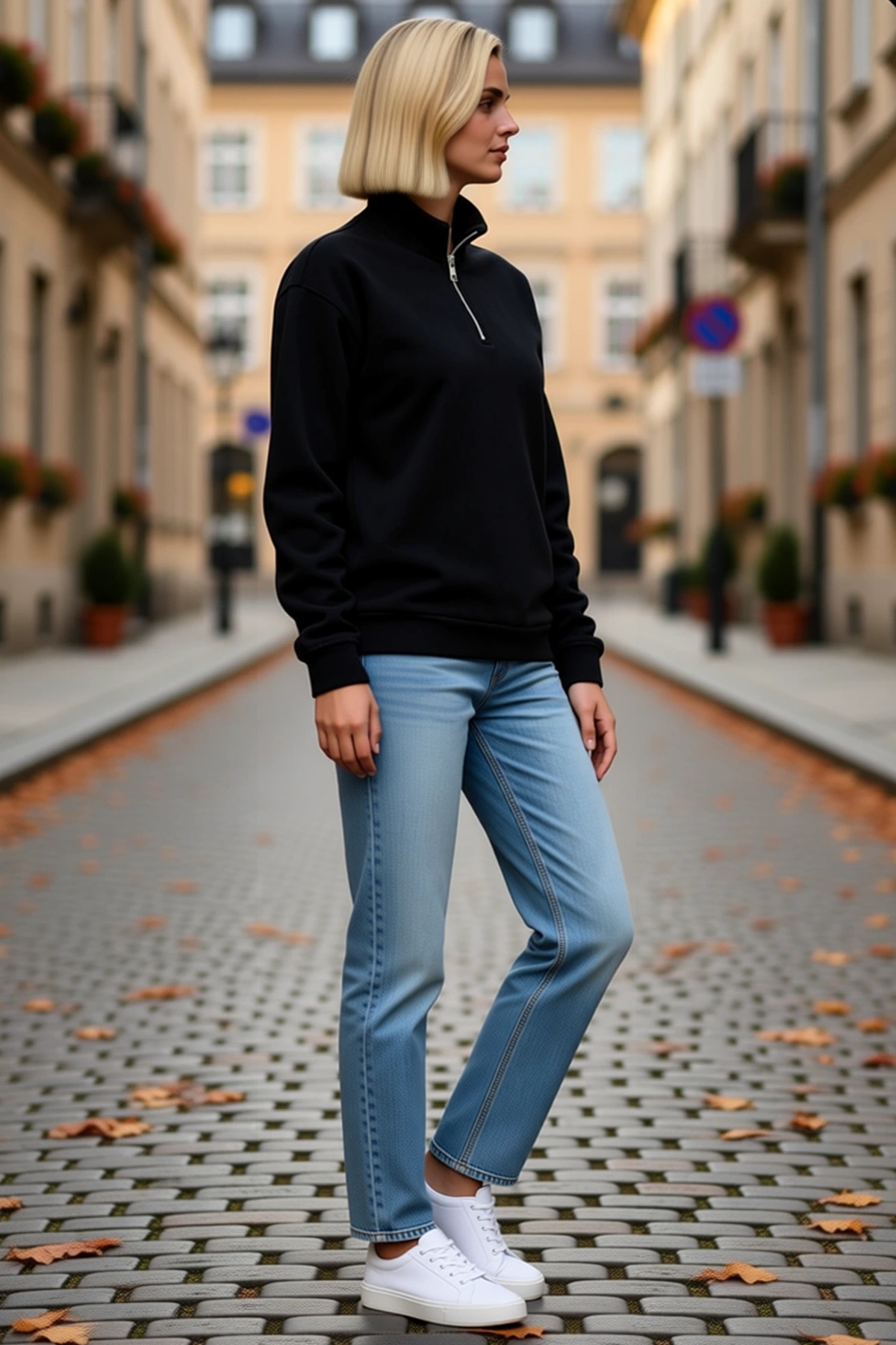 Kadın Polar Dik Yaka Yarım Fermuarlı Uzun Kollu Regular Fit Kışlık Sweatshirt Günlük Konforlu Rahat