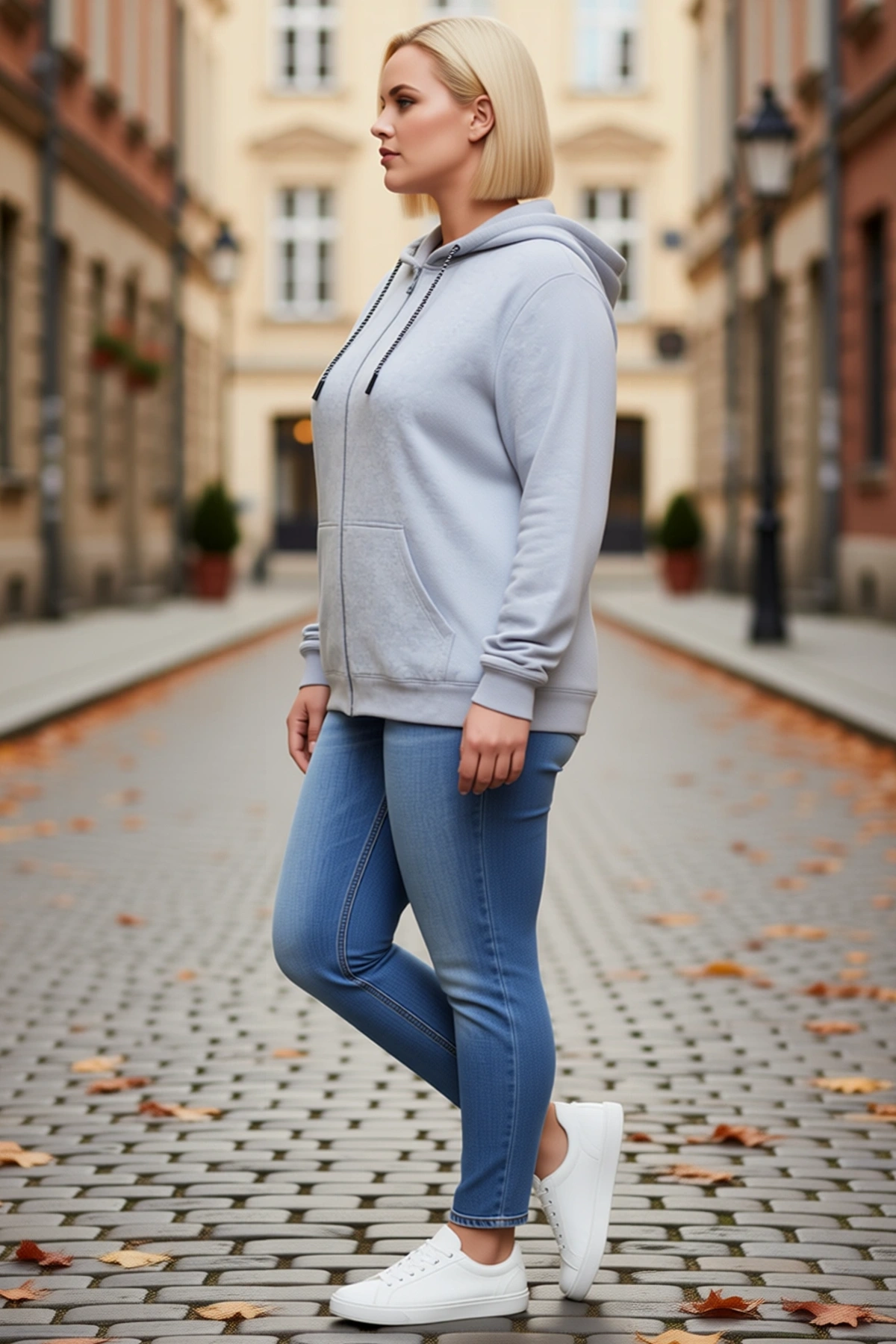 Kadın Büyük Beden Sweatshirt Üç İplik İçi Şardonlu Kapüşonlu Tam Fermuarlı Kışlık Konforlu Rahat