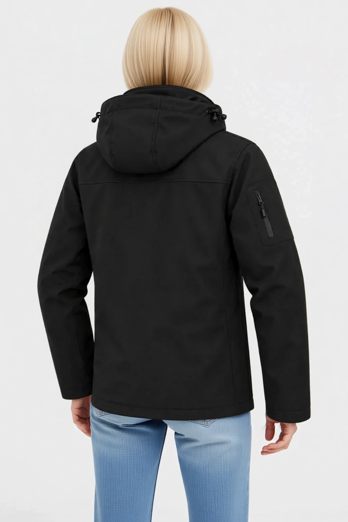 Kadın Su Geçirmez Softshell Polar Astarlı Çıkarılabilir Kapüşonlu Personel Mont Ceket Kışlık Rahat