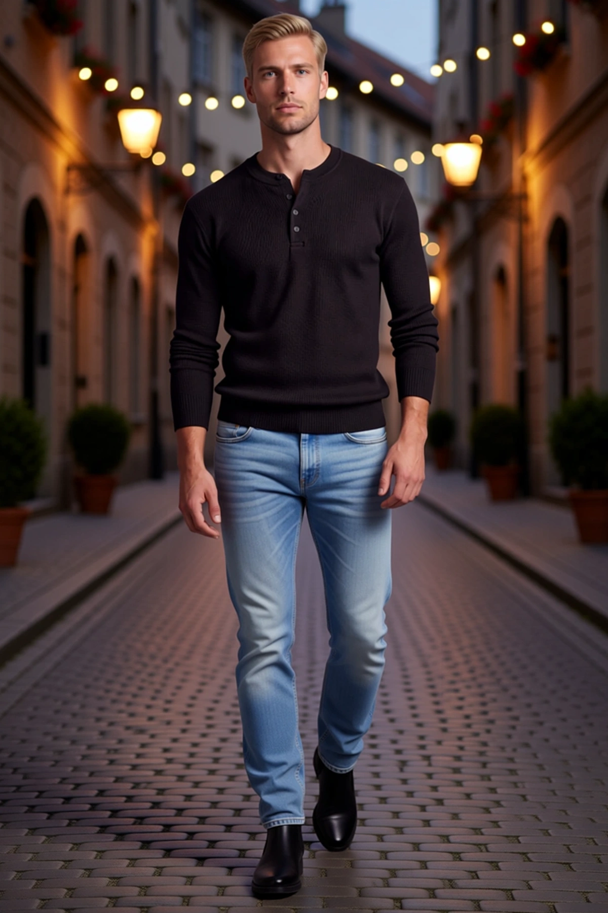 Erkek Düğme Detaylı Bisiklet Yaka Uzun Kollu Body Kaburga Dokulu Slim Fit Günlük Sezonluk Modern