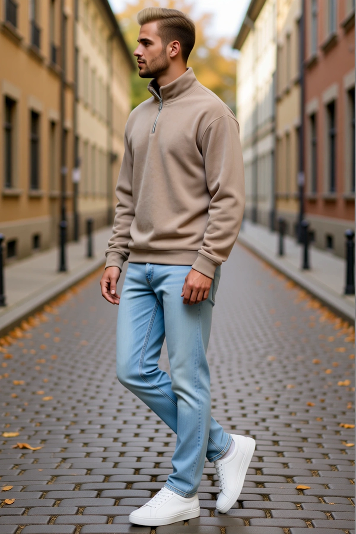 Erkek Polar Dik Yaka Yarım Fermuarlı Uzun Kollu Regular Fit Kışlık Sweatshirt Yumuşak Dokulu Rahat