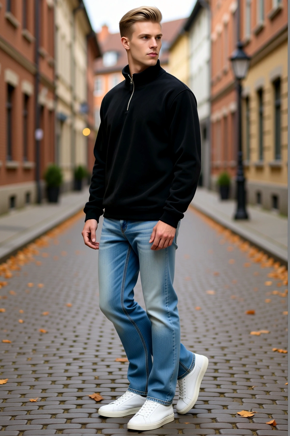 Erkek Polar Dik Yaka Yarım Fermuarlı Uzun Kollu Regular Fit Kışlık Konforlu Rahat Günlük Sweatshirt