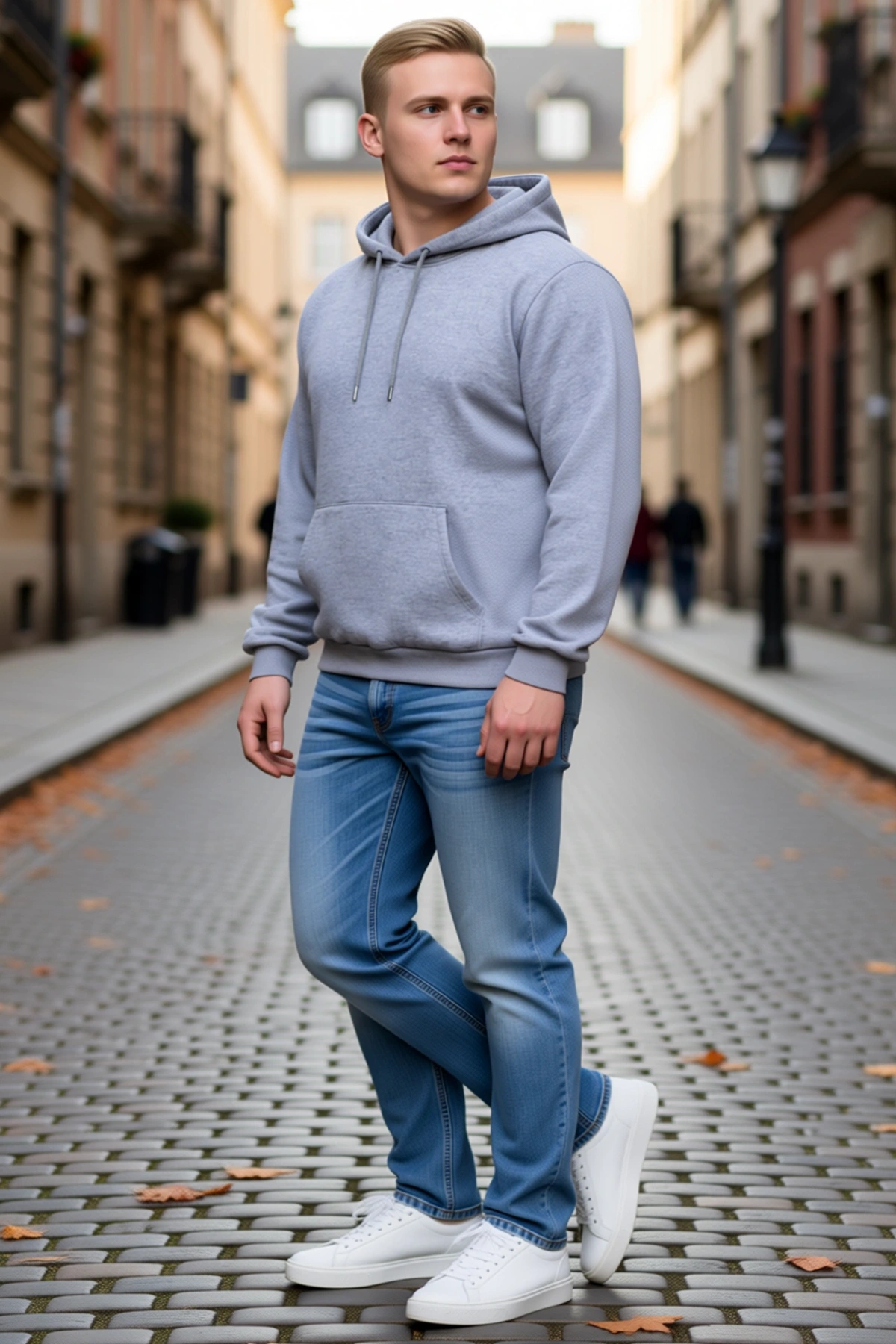 Erkek Büyük Beden Üç İplik İçi Şardonlu Kapüşonlu Kanguru Cepli Kışlık Konforlu Modern Sweatshirt