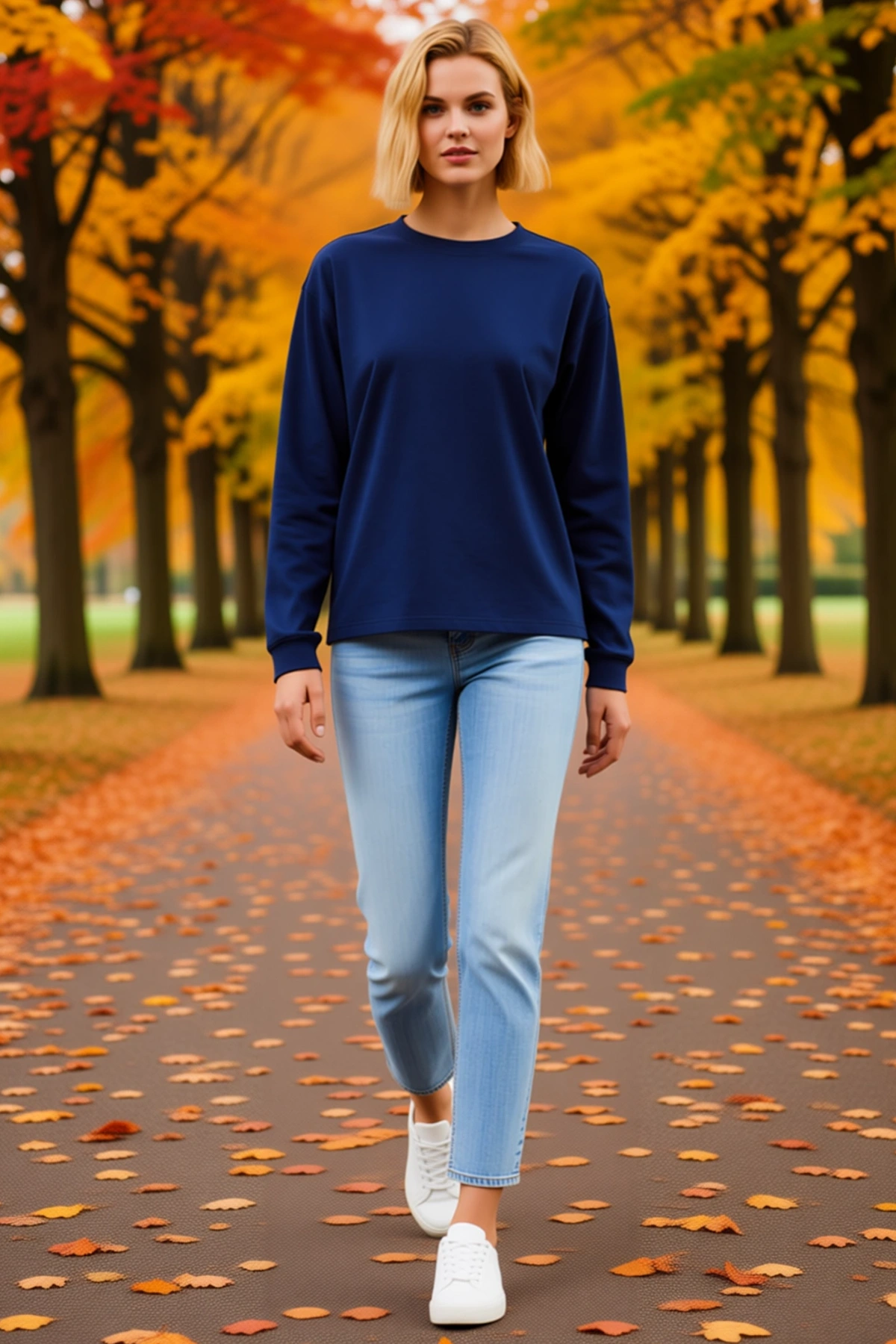 Kadın Günlük Konforlu Modal Yumuşak Dokulu Bisiklet Yaka Uzun Kollu Rahat Kesim Tişört Sweatshirt
