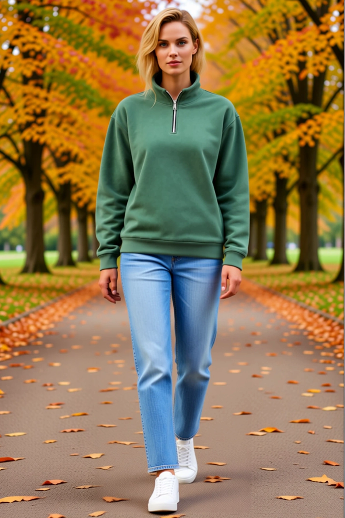 Kadın Polar Dik Yaka Yarım Fermuarlı Uzun Kollu Regular Fit Kışlık Günlük Konforlu Rahat Sweatshirt