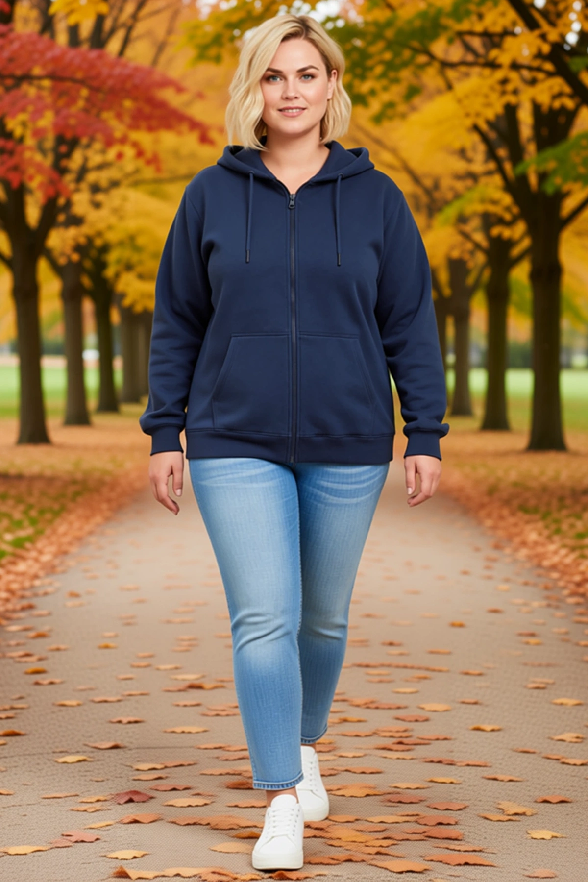Kadın Büyük Beden Sweatshirt Üç İplik İçi Şardonlu Kapüşonlu Tam Fermuarlı Kışlık Yumuşak Dokulu