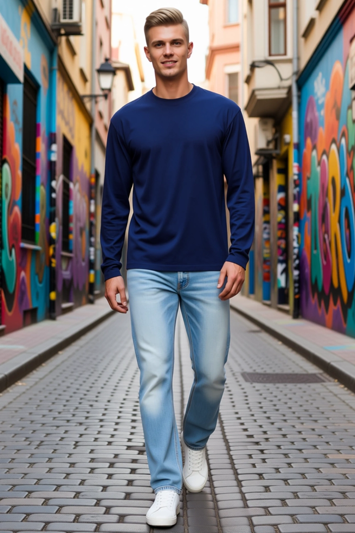 Erkek Modal Yumuşak Dokulu Bisiklet Yaka Uzun Kollu Tişört Sweatshirt Rahat Kesim Günlük Konforlu