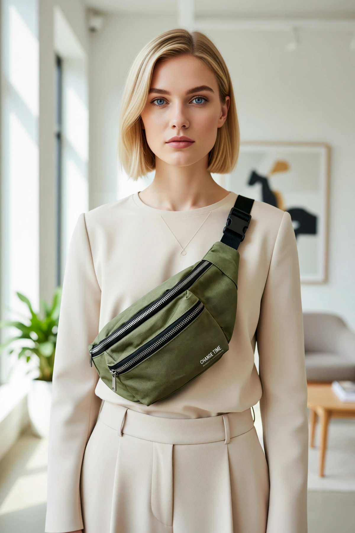Bel Çantası Çapraz Askılı Göğüs Kullanımına Uygun Ayarlanabilir Fermuarlı Cepli Hafif Unisex