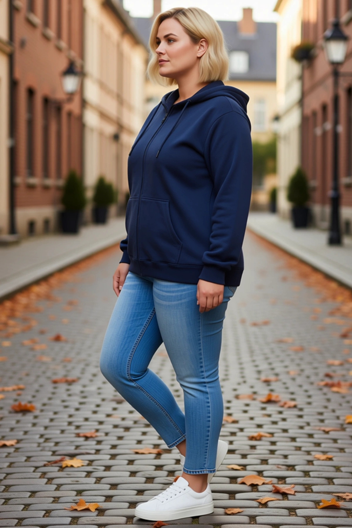 Kadın Büyük Beden Sweatshirt Üç İplik İçi Şardonlu Kapüşonlu Tam Fermuarlı Kışlık Yumuşak Dokulu