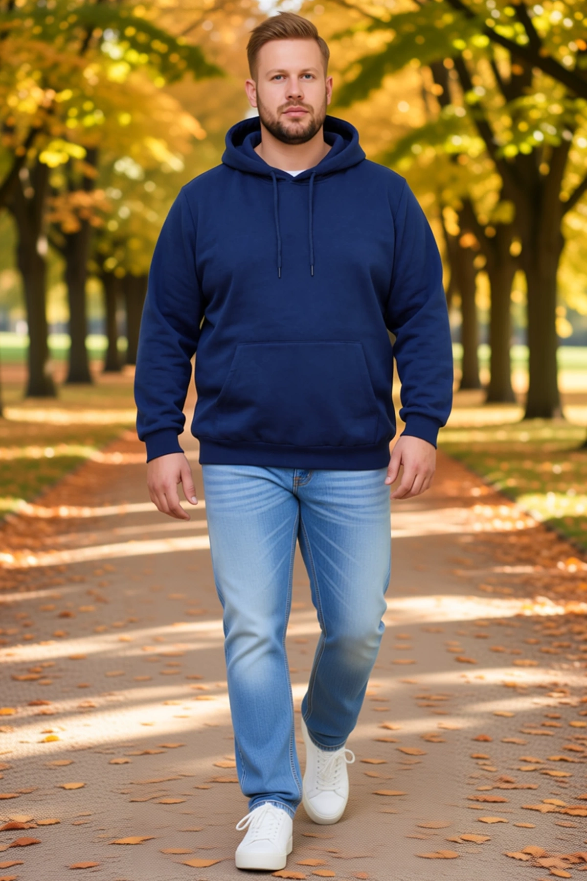Erkek Büyük Beden Sweatshirt Üç İplik İçi Şardonlu Kapüşonlu Kanguru Cepli Kışlık Yumuşak Dokulu