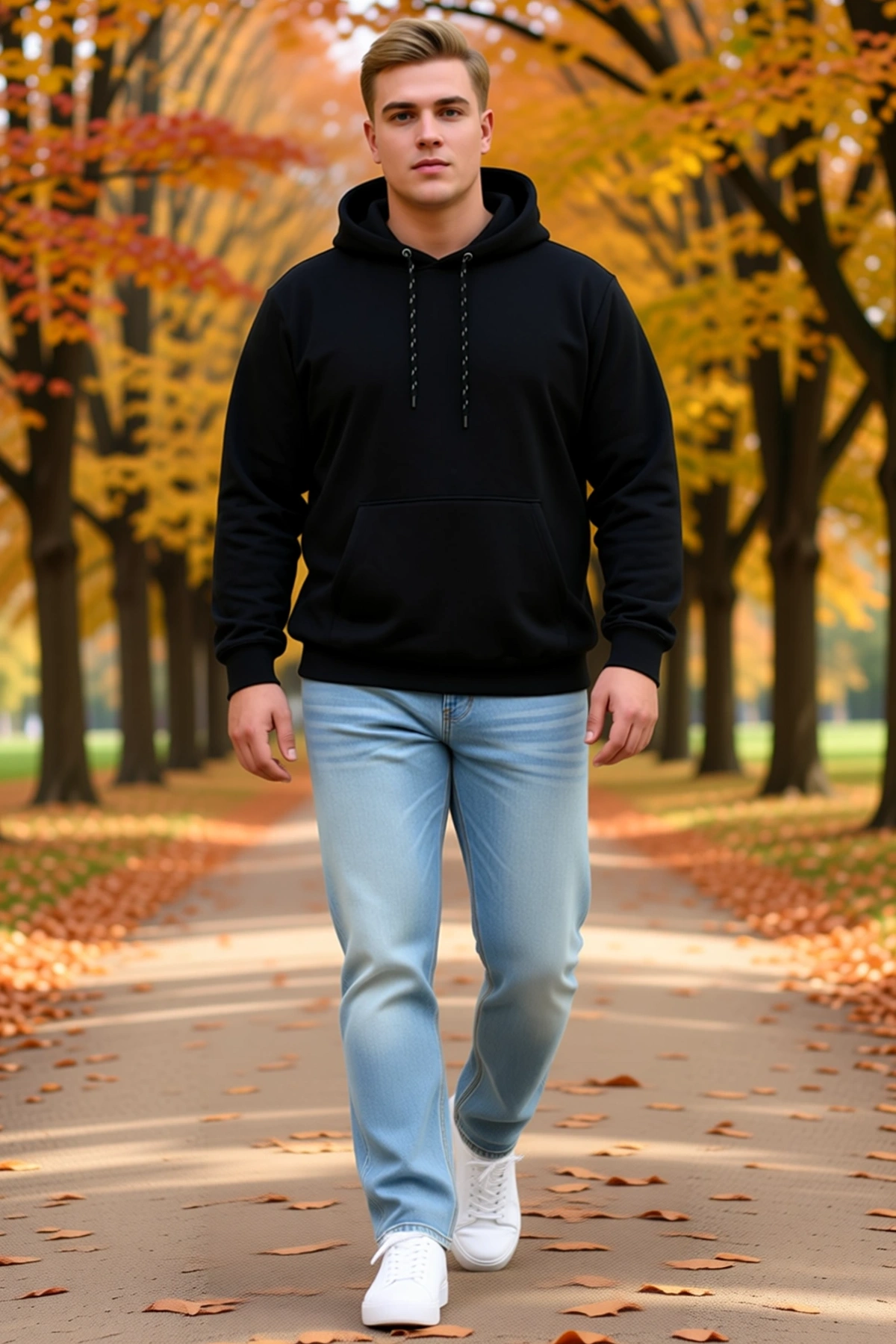 Erkek Battal Büyük Beden Üç İplik İçi Şardonlu Kapüşonlu Kanguru Cepli Kışlık Sweatshirt Günlük