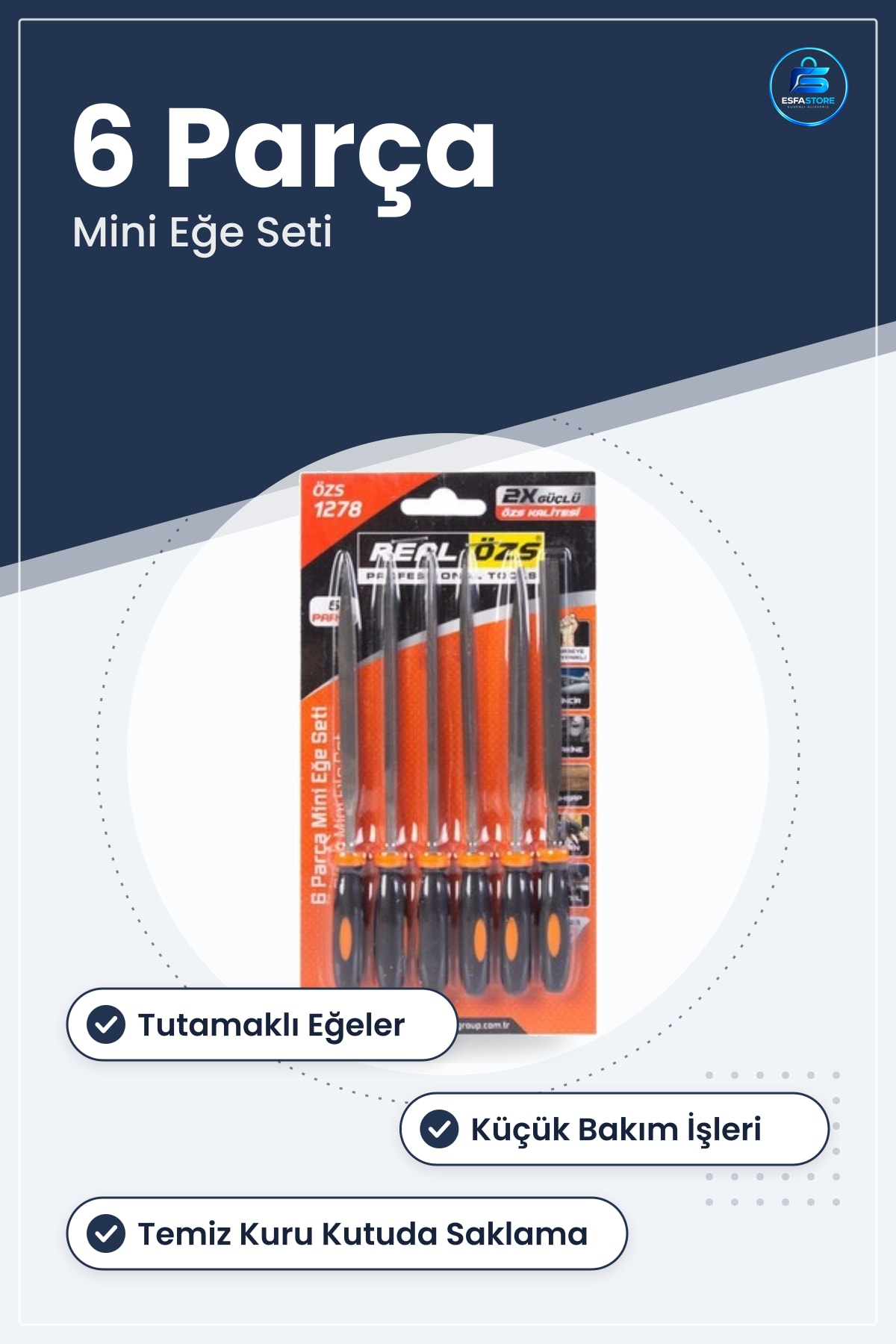 Mini Eğe Seti 6 Parça Küçük Bakım ve Düzeltme Hırdavat Manuel El Aleti Tutamaklı