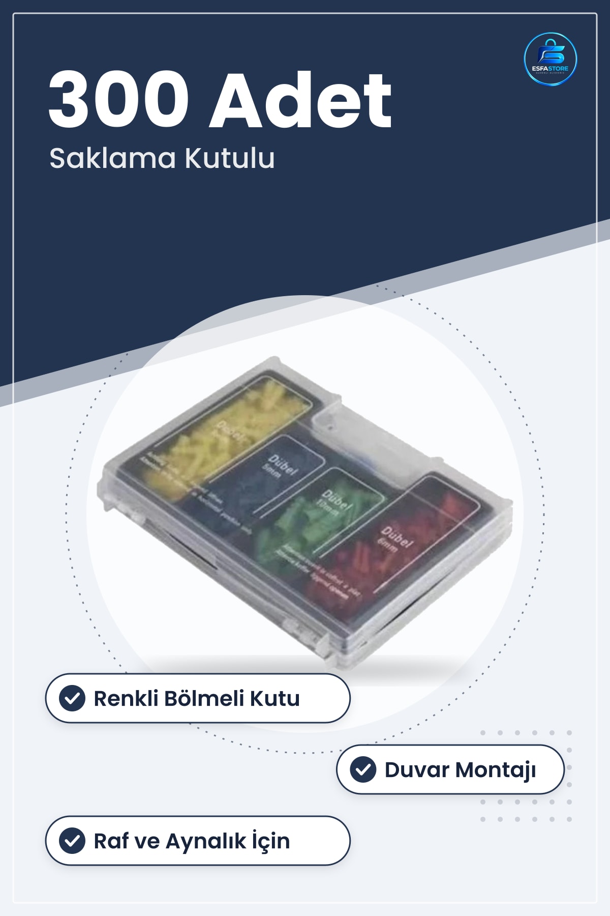 Dübel Seti 300 Adet Renkli Duvar Montaj Hırdavat Vida Çivi Saklama Kutulu Set Kullanışlı