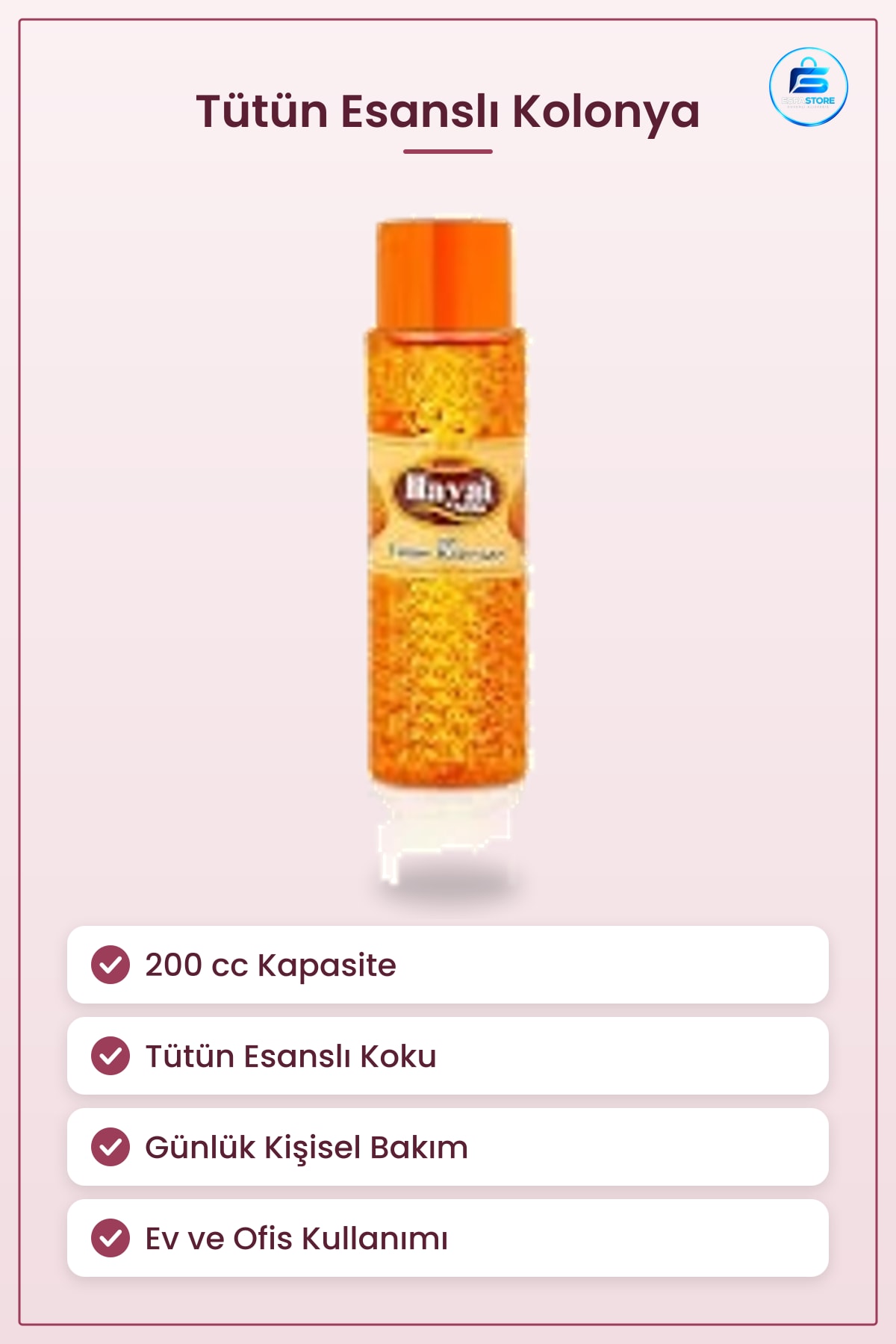 Tütün Kolonyası cc Kolonya Kişisel Bakım Hijyen Ürünü Parfüm Esanslı Günlük Kullanım