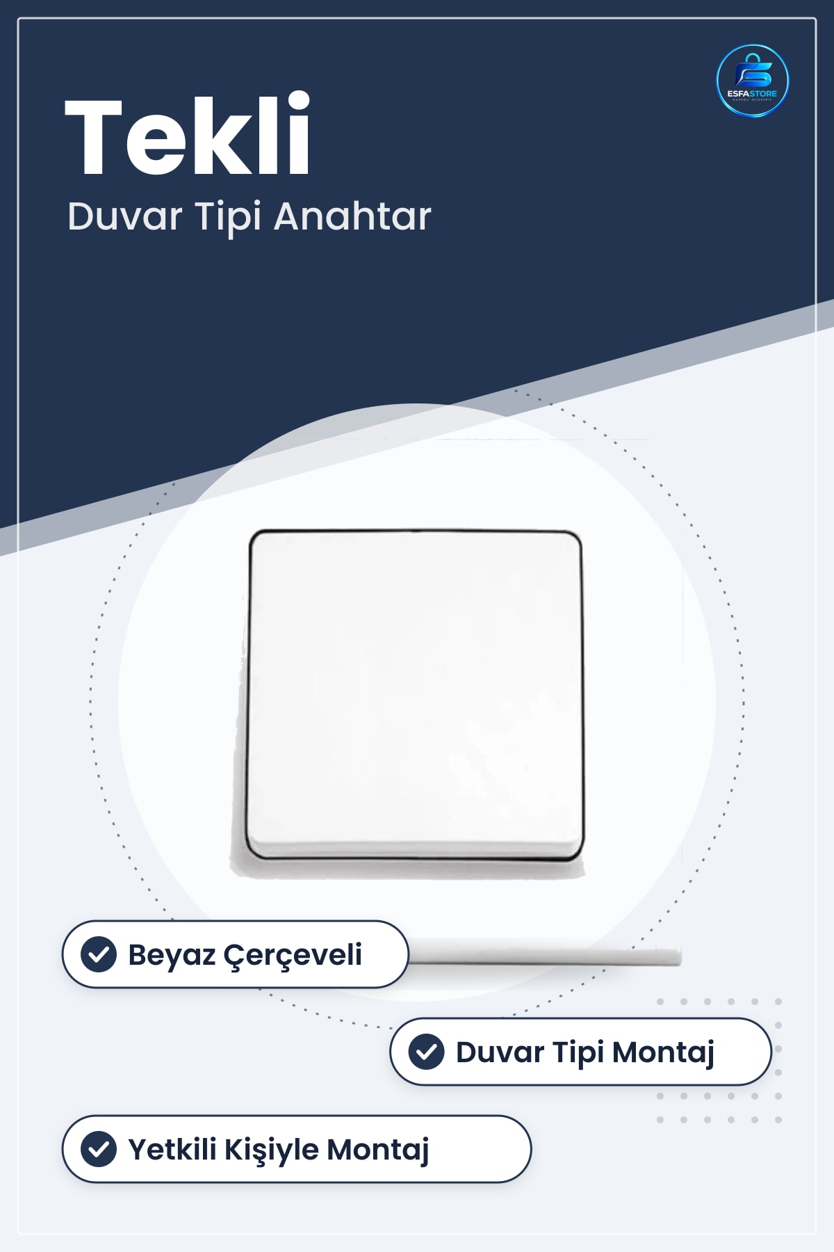 Lamba Anahtarı Tekli Beyaz Çerçeveli Duvar Tipi Ev Elektrik Tesisat Malzemesi Anahtar