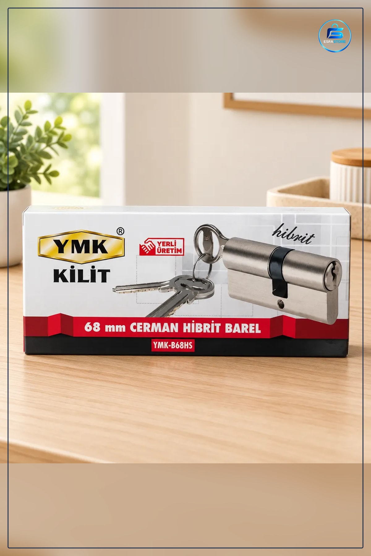 Cerman Hibrit Barel 68 mm Kapı Hırdavatı Yedek Parça Gümüş Tonlu Yerli Üretim Ev Kapısı Kilidi
