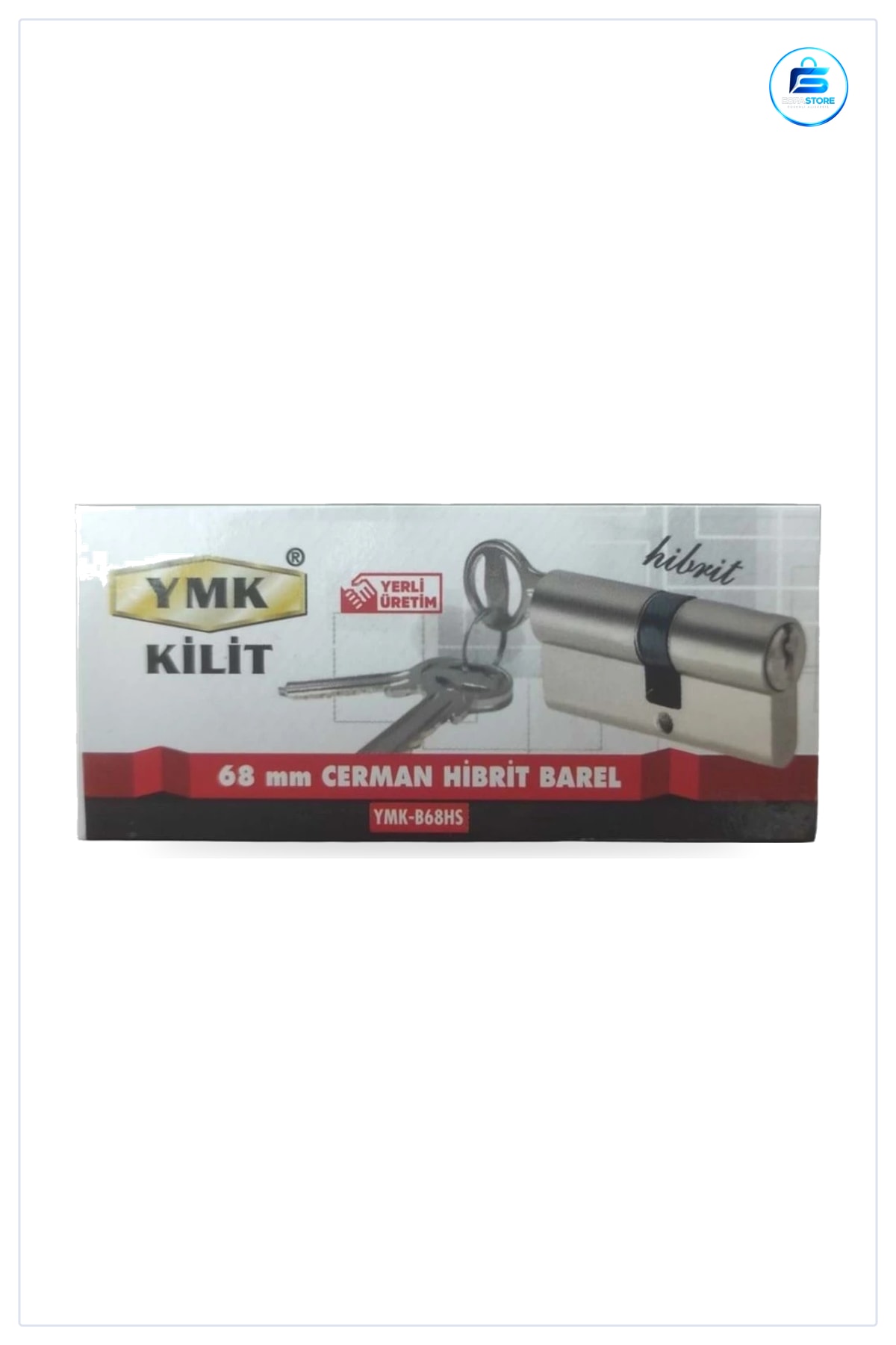 Cerman Hibrit Barel 68 mm Kapı Hırdavatı Yedek Parça Gümüş Tonlu Yerli Üretim Ev Kapısı Kilidi