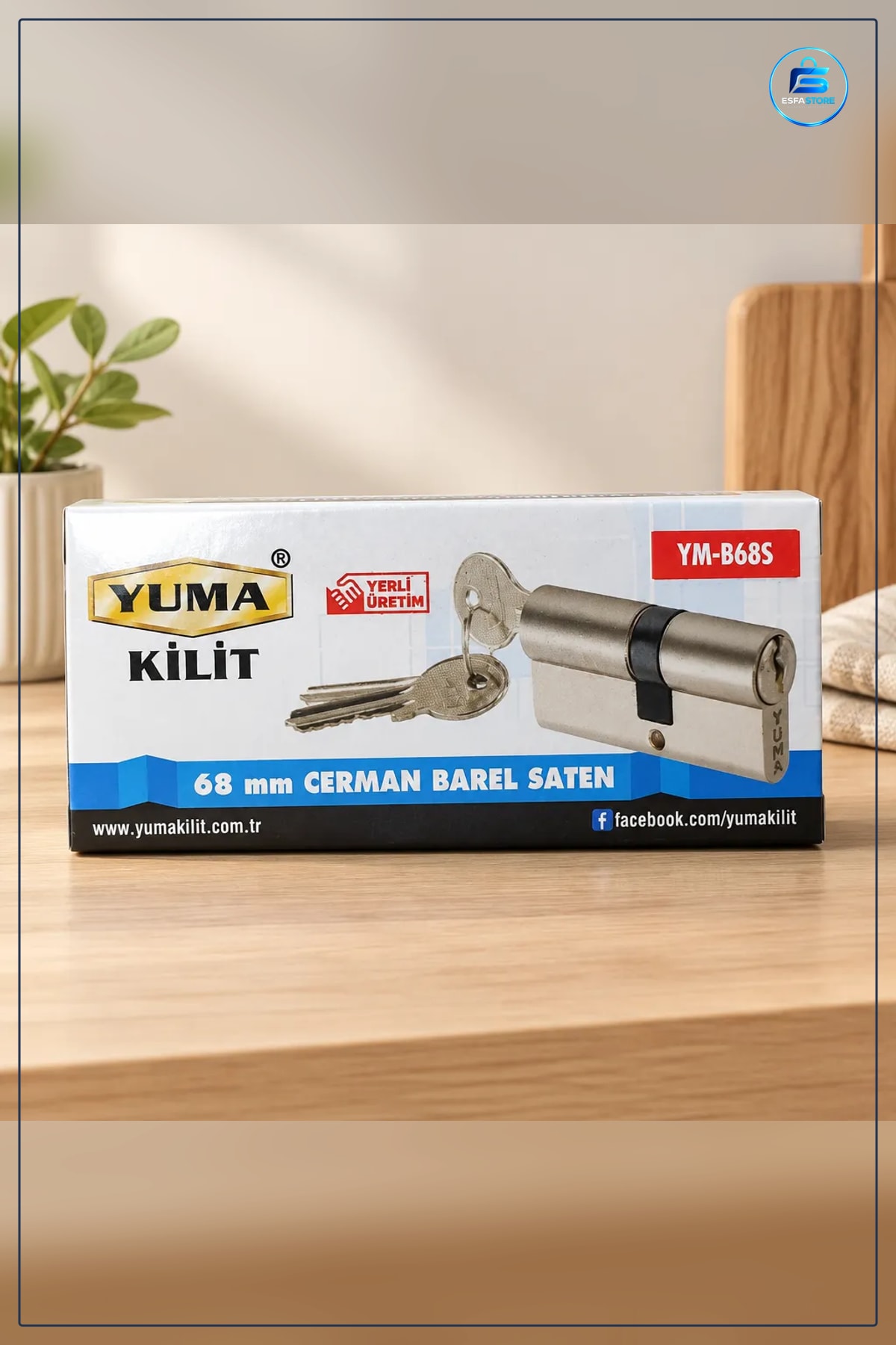 Cerman Barel 68 mm Saten Kilit Silindiri Kapı Kilidi Ev Ofis Güvenlik Anahtarlı Yerli Üretim