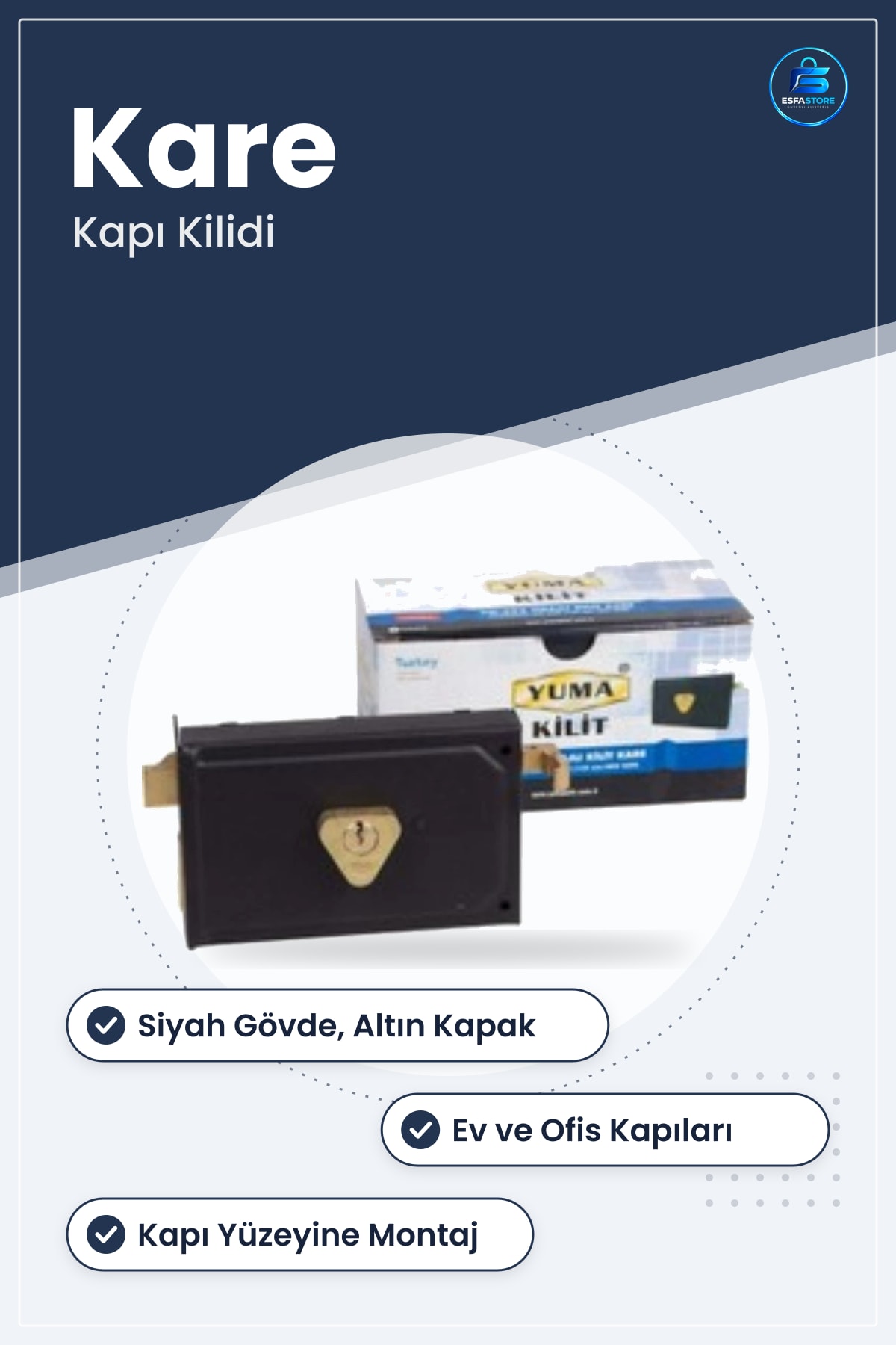 Tirajı Kare Kilit Siyah Kapı Güvenlik Kilidi Ev Ofis Kullanımı İçin Elektrik Tesisat Malzemesi
