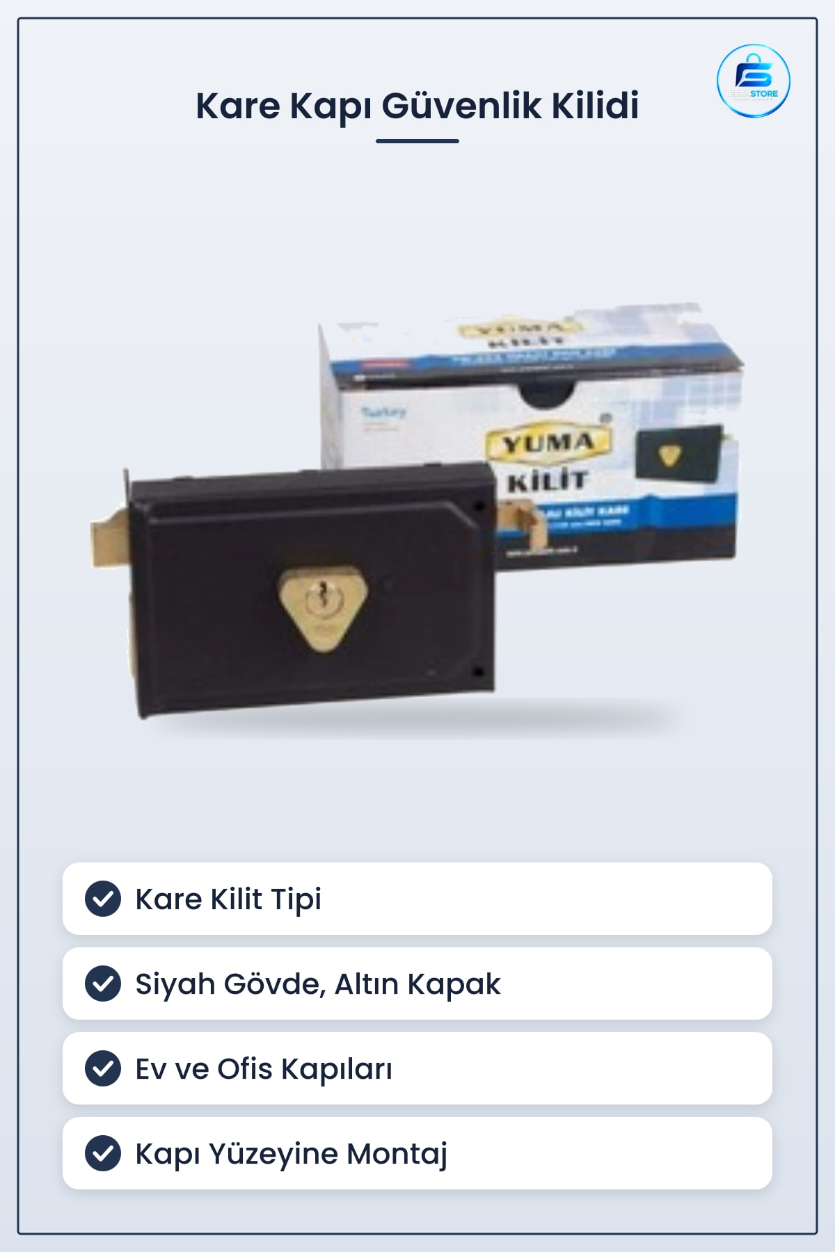 Tirajı Kare Kilit Siyah Kapı Güvenlik Kilidi Ev Ofis Kullanımı İçin Elektrik Tesisat Malzemesi