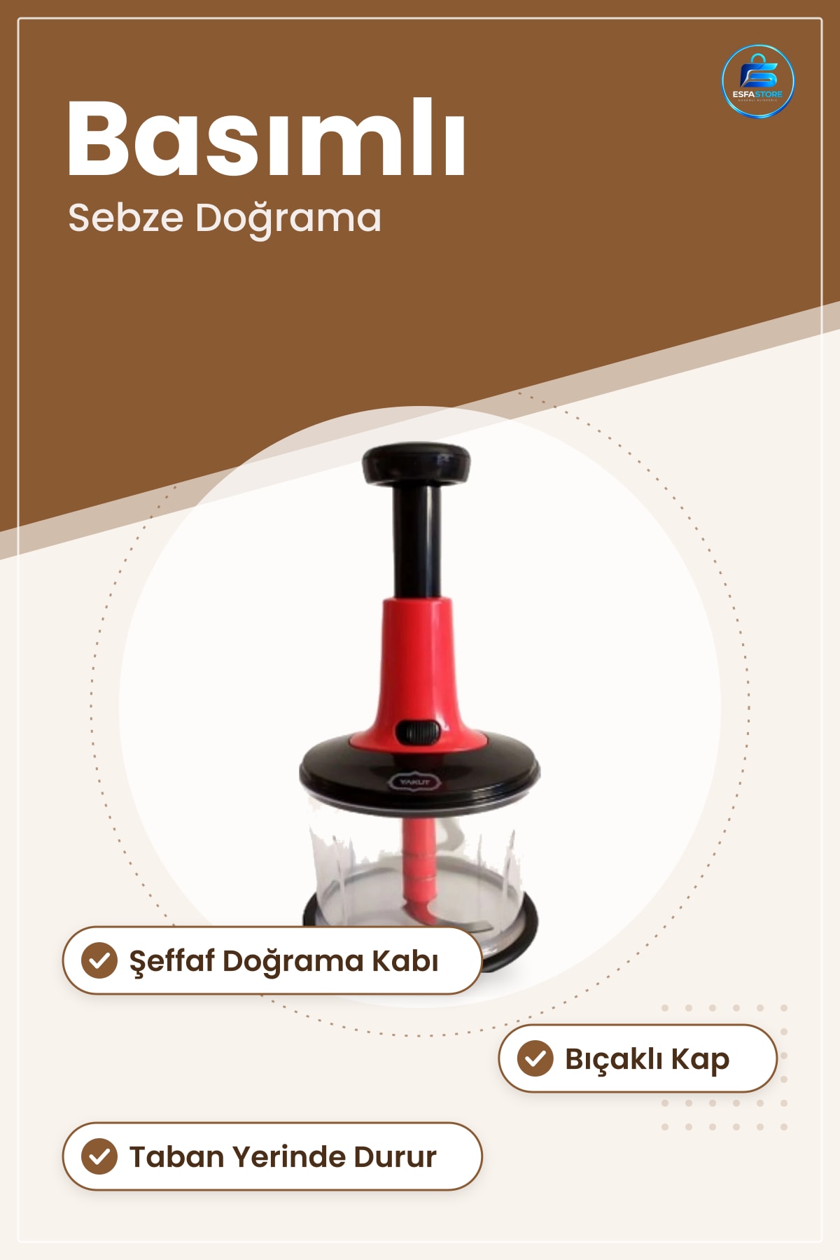 El Rondosu Basımalı Mutfak Doyğaycı Soğan Sarımsak Sebze Doğrama Aleti Pratik Elle Kullanım