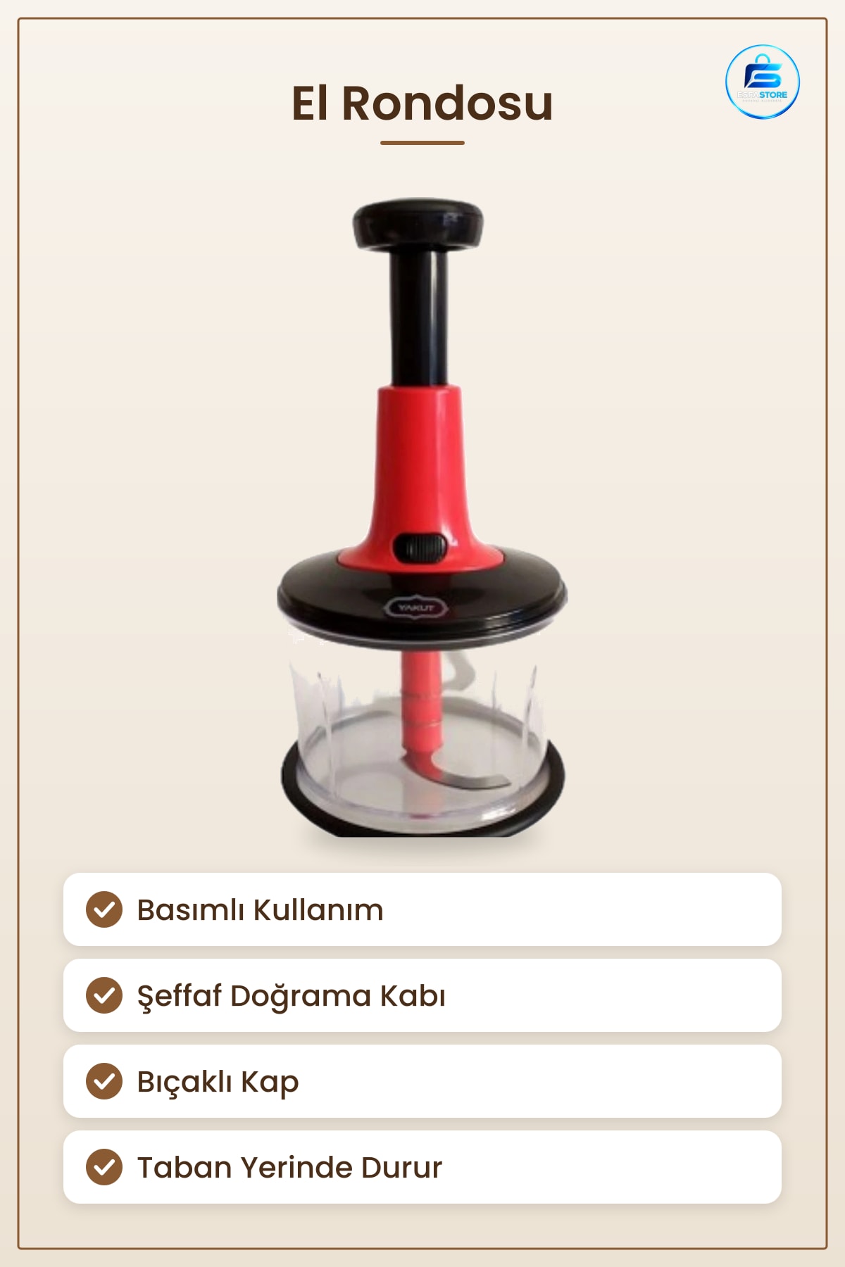 El Rondosu Basımalı Mutfak Doyğaycı Soğan Sarımsak Sebze Doğrama Aleti Pratik Elle Kullanım
