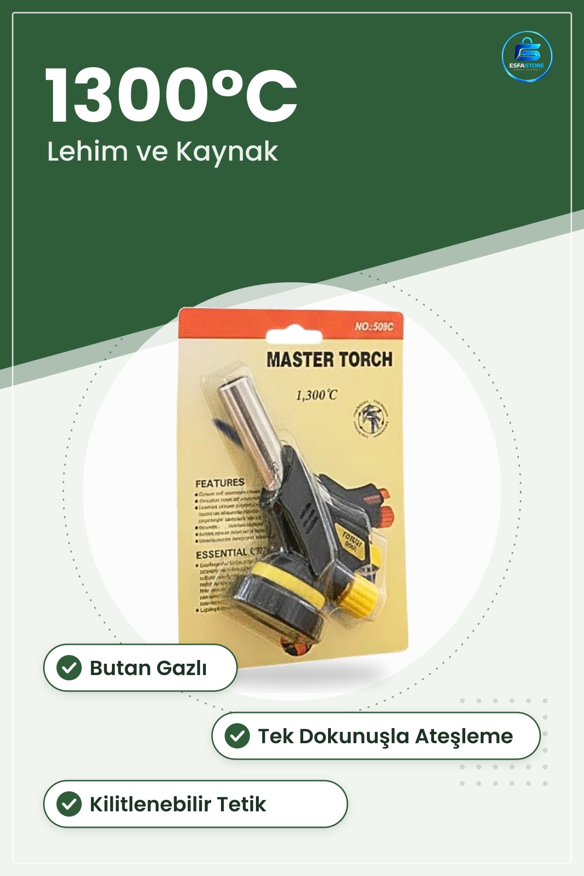 Butan Gazlı Pürmüz Isı Tabancası °C Lehim ve Hafif Kaynak Torçu Atölye Ev Kullanımı