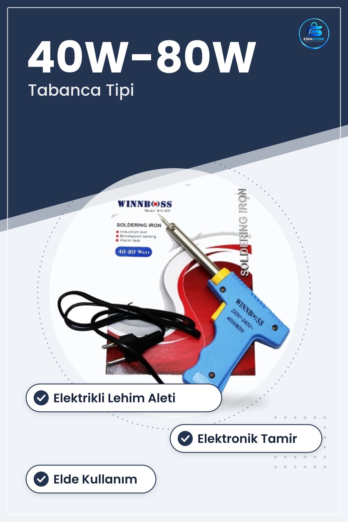 Tabanca Tipi Havya 40W/80W Elektrikli Lehim Aleti Hırdavat Elektronik Tamir Lehimleme Ürünü