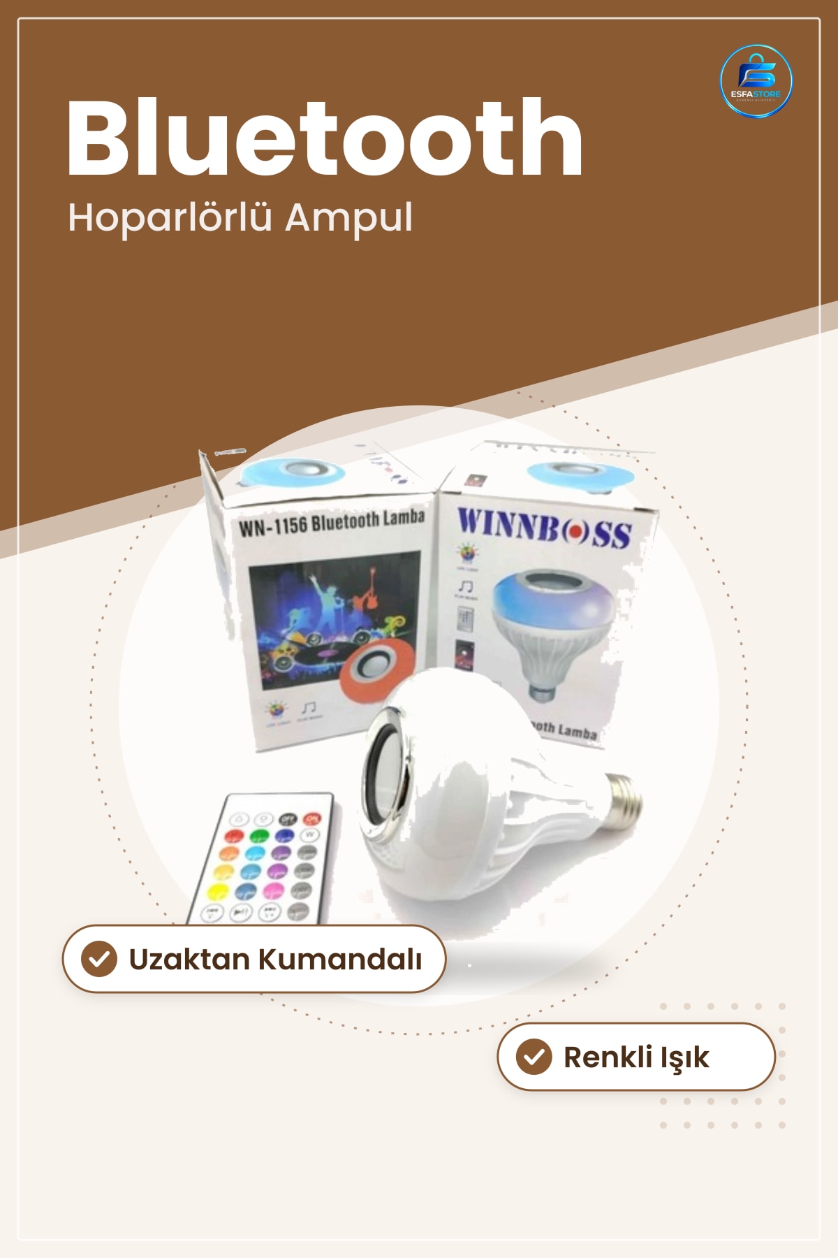 Bluetooth Hoparlörlü LED Ampul Uzaktan Kumandalı Renkli Işıklı Müzik Çalar Aydınlatma Lambaı