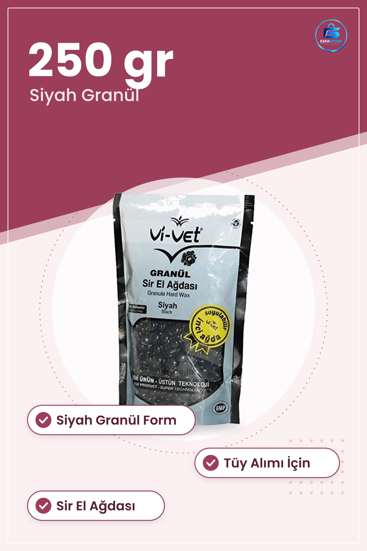 Granül El Ağdası Siyah 250 gr Tüy Alımı İçin Sir Ağda Epilasyon Kozmetik Ürünü Soyulabilir