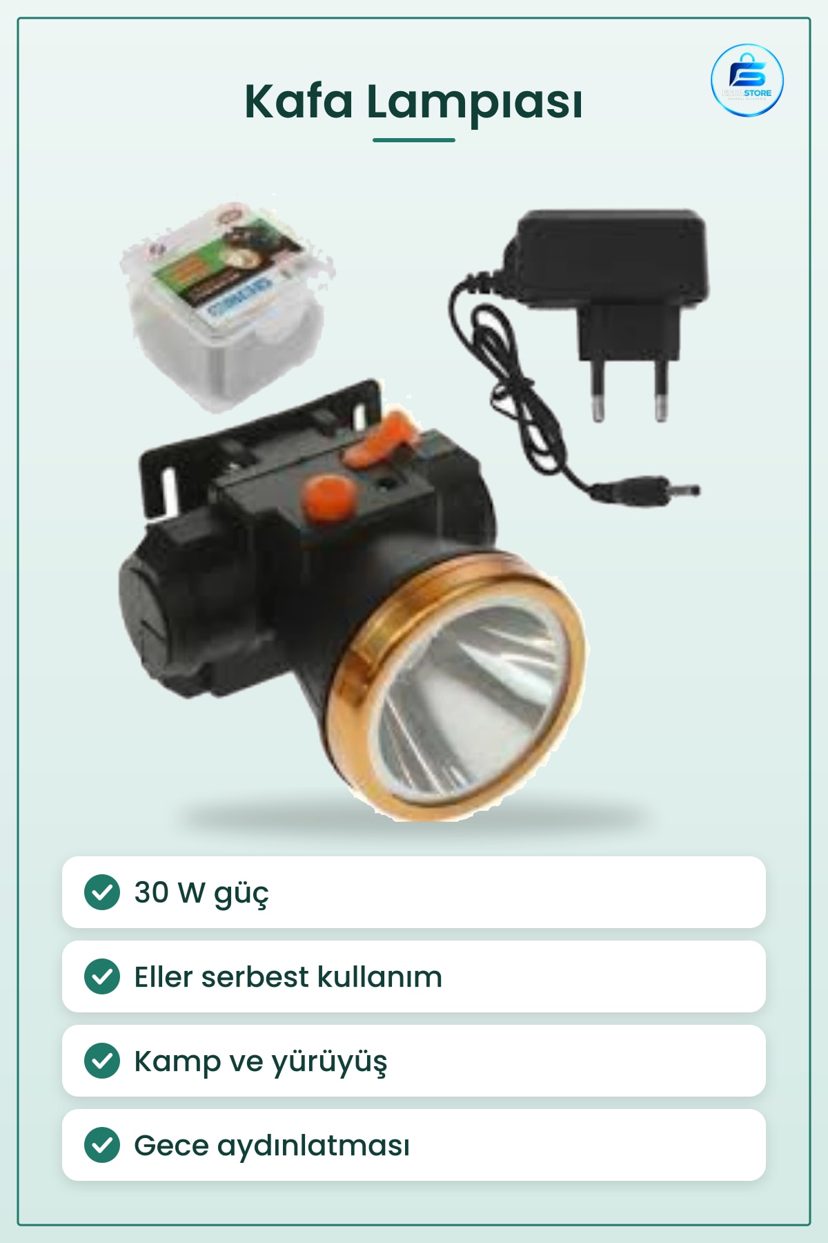 Kafa Lambası 30 W Kamp Feneri Eller Serbest Kullanım Outdoor Aydınlatma Gece Av Yürüyüşü Ekipmanı