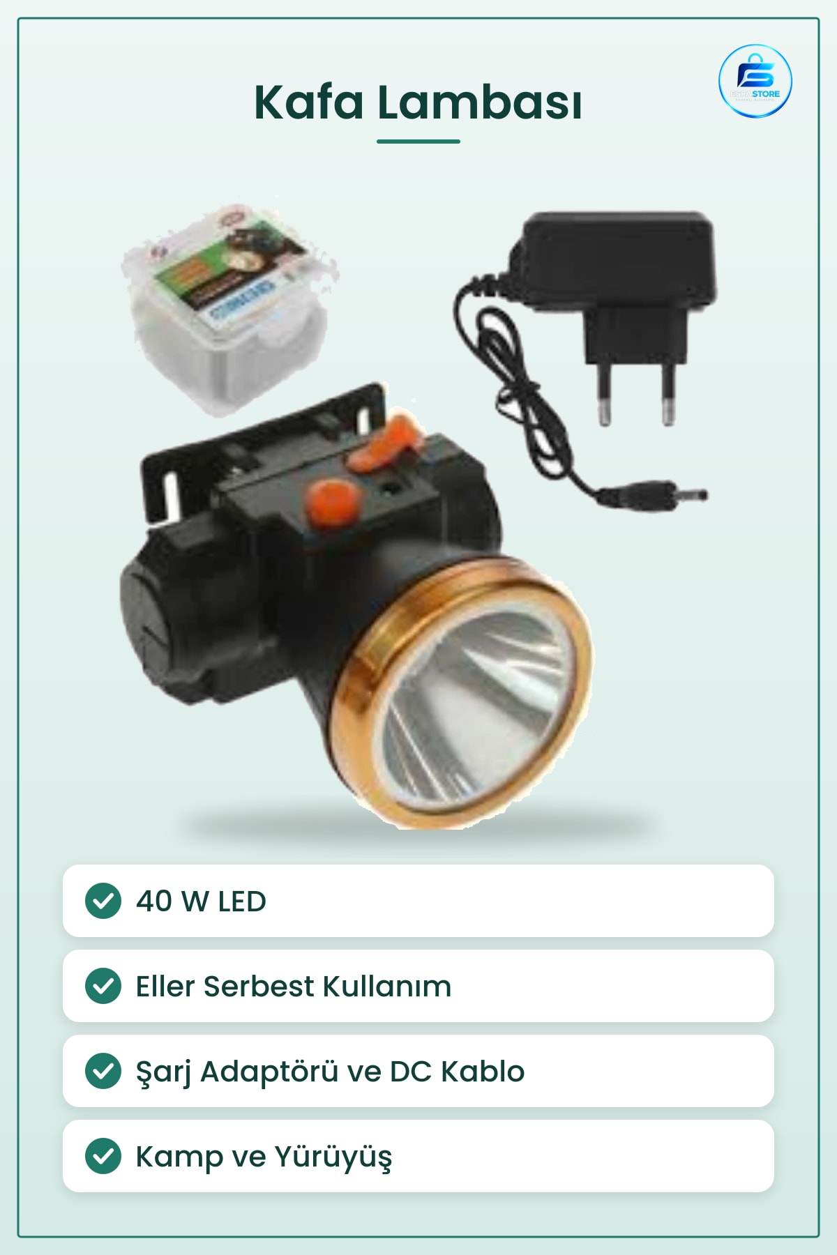 Kafa Lambası 40 W LED Eller Serbest Kamp Yürüyüş Av Bisiklet Çalışma Feneri Aydınlatma Gece