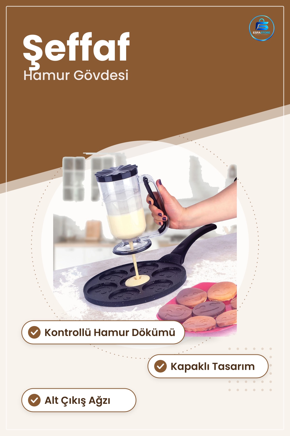 Hanımeli Pankek Porsiyonlayıcı Sürahi Mutfak Pratik Hamur Şekillendirici Dökücü Kap