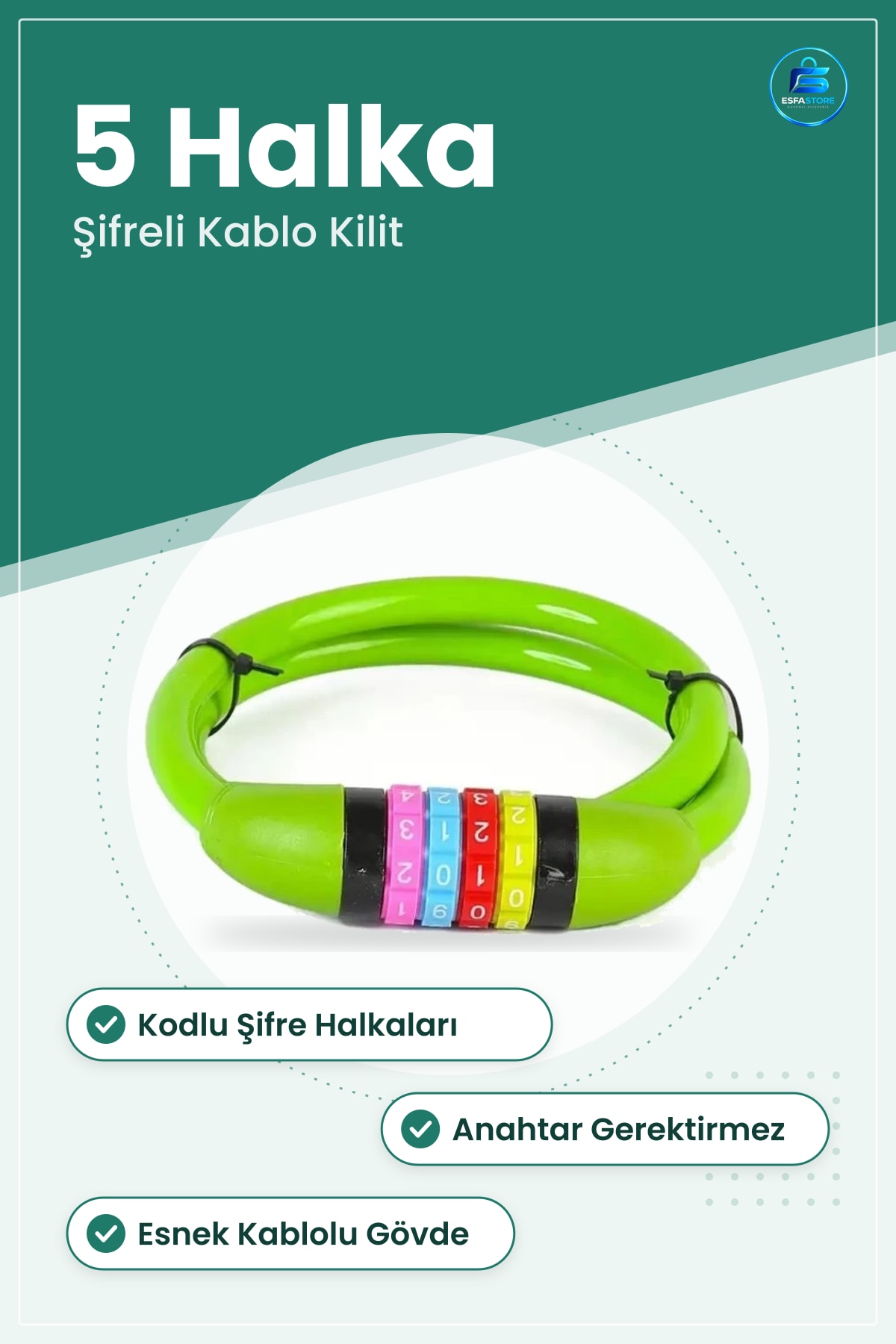 Şifreli Bisiklet Kilidi Kodlu Esnek Kablo Taşınabilir Kilit Sürüş Aksesuarı Outdoor Ekipman