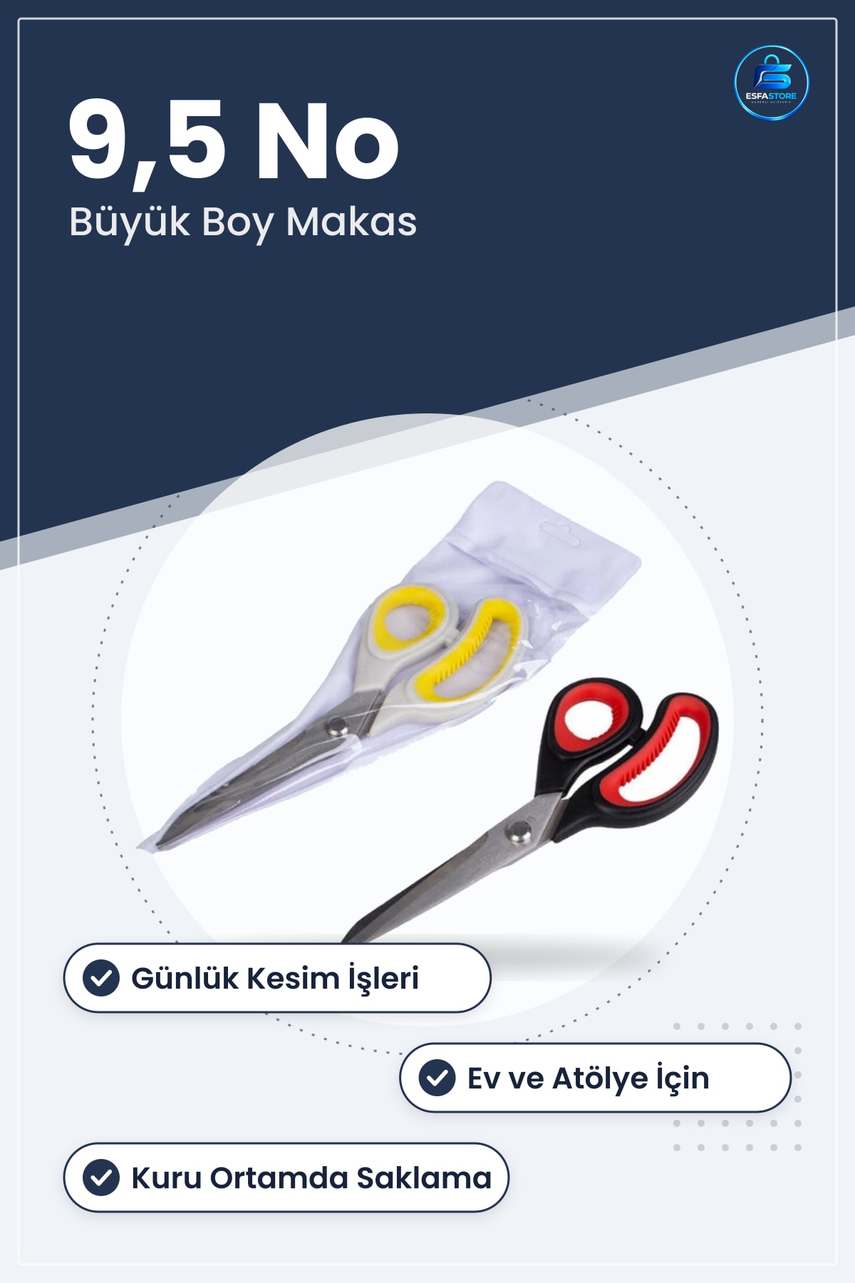 Jumbo Makas 9,5 No Kesici Kesim Aracı Günlük İşler İçin Ev ve Atölye Kullanımına Uygun