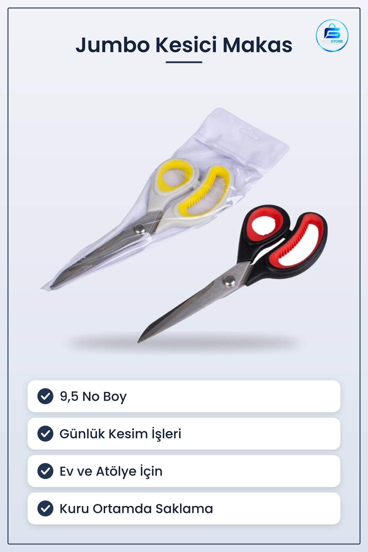 Jumbo Makas 9,5 No Kesici Kesim Aracı Günlük İşler İçin Ev ve Atölye Kullanımına Uygun