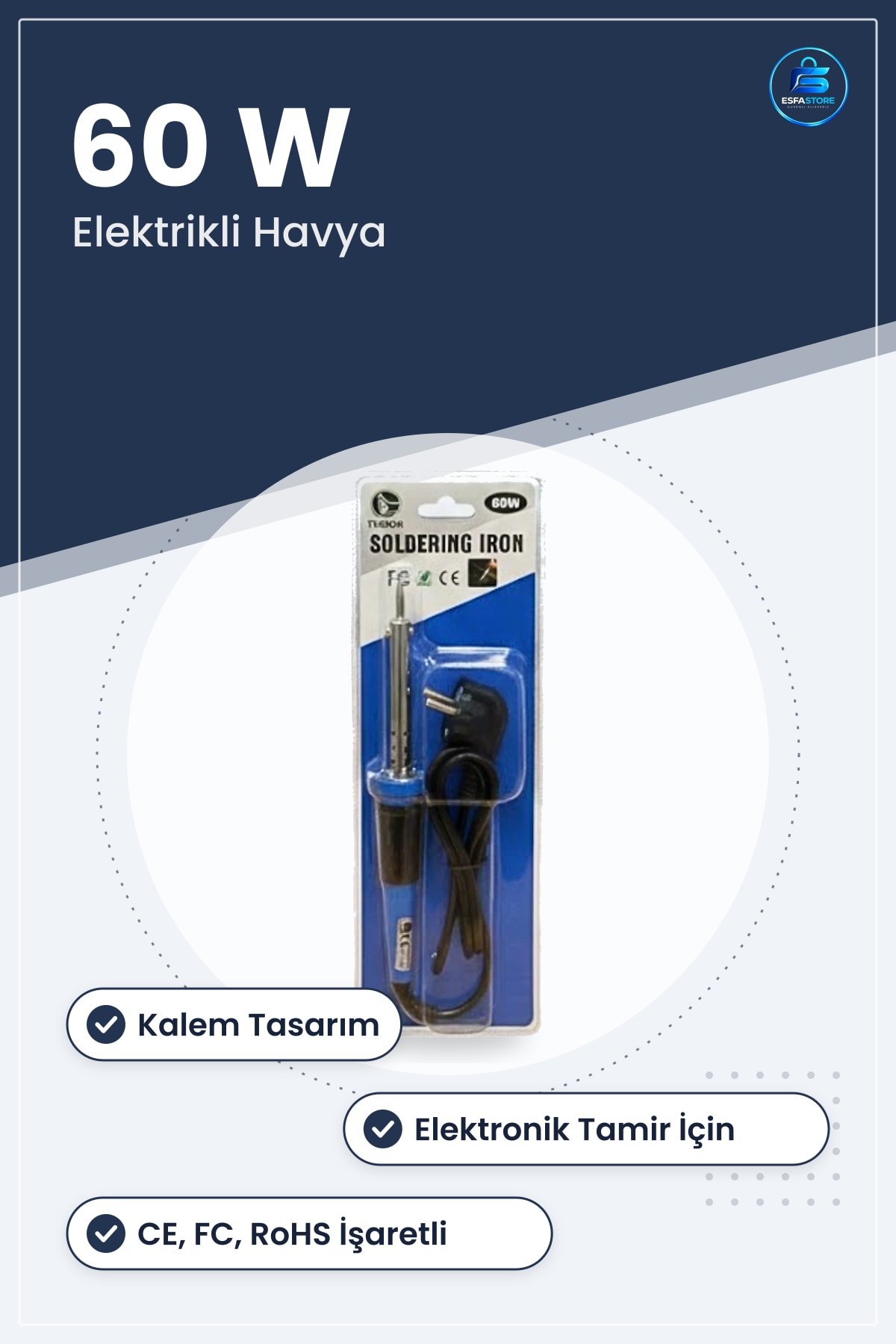 Tekli Kalem Havya 60 W Elektrikli Lehimleme Aleti Elektronik Tamir Hırdavat Ev Atölye