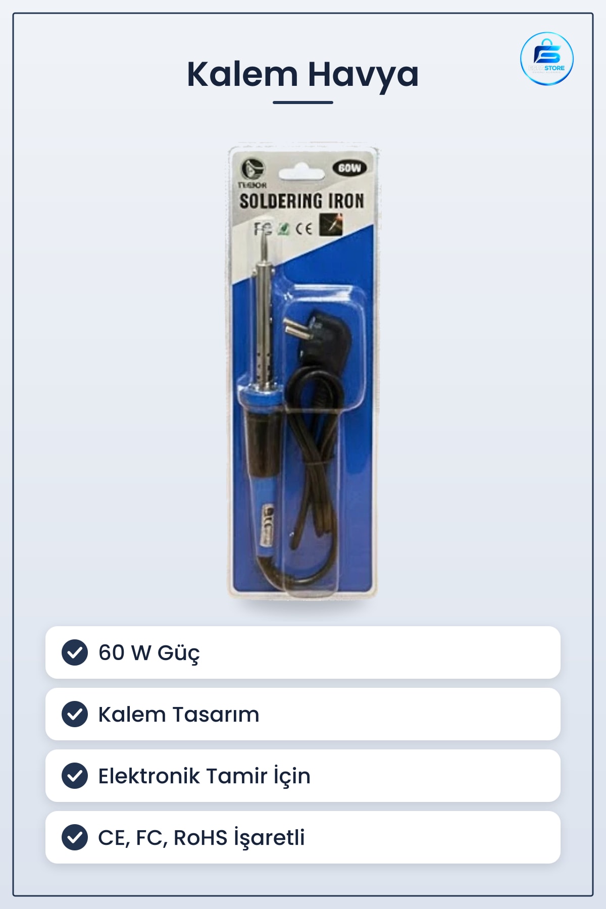 Tekli Kalem Havya 60 W Elektrikli Lehimleme Aleti Elektronik Tamir Hırdavat Ev Atölye