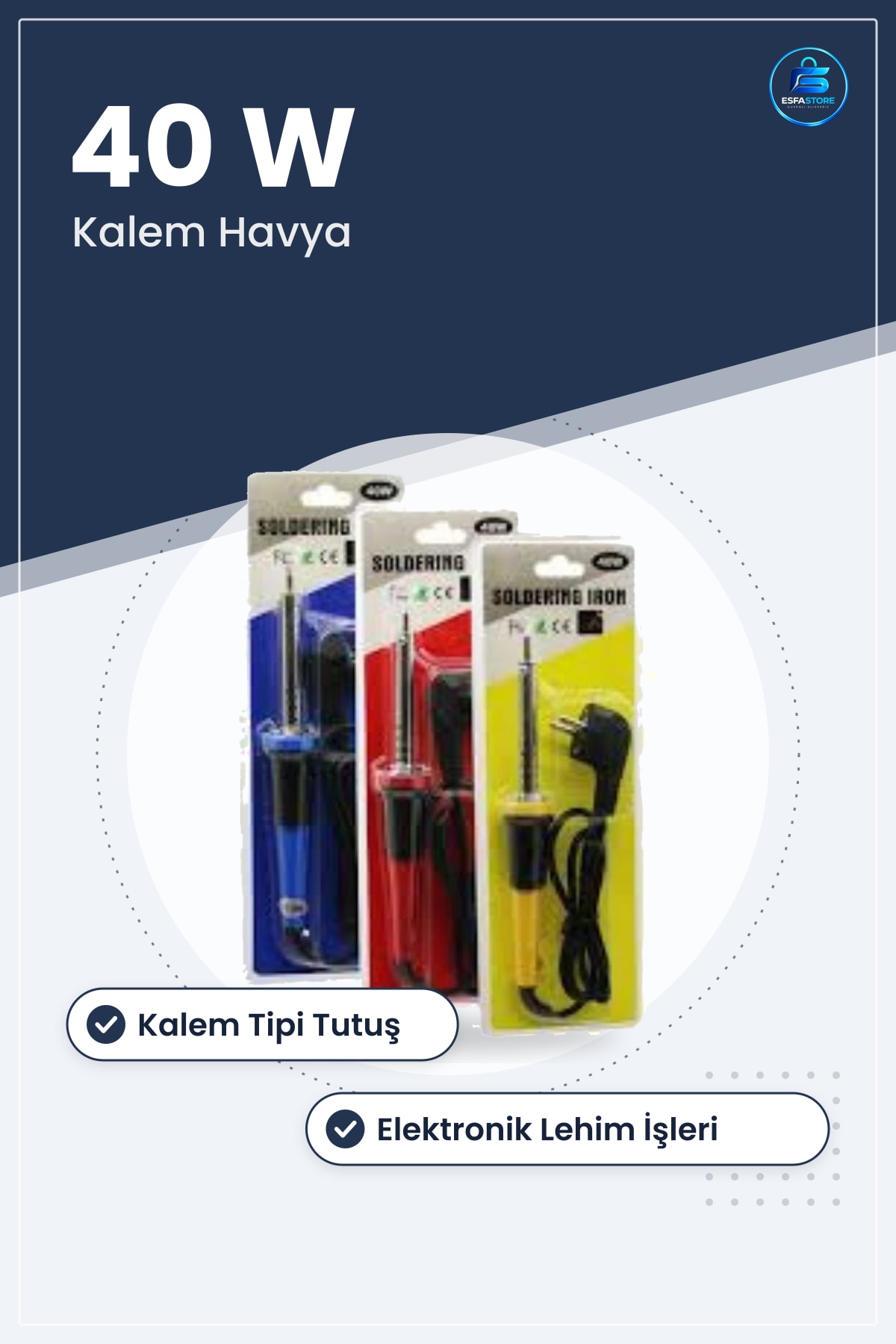 Tekli Kalem Havya 40 W Elektronik Tamir ve Hobi İçin Lehimleme Aleti Pratik Kullanım