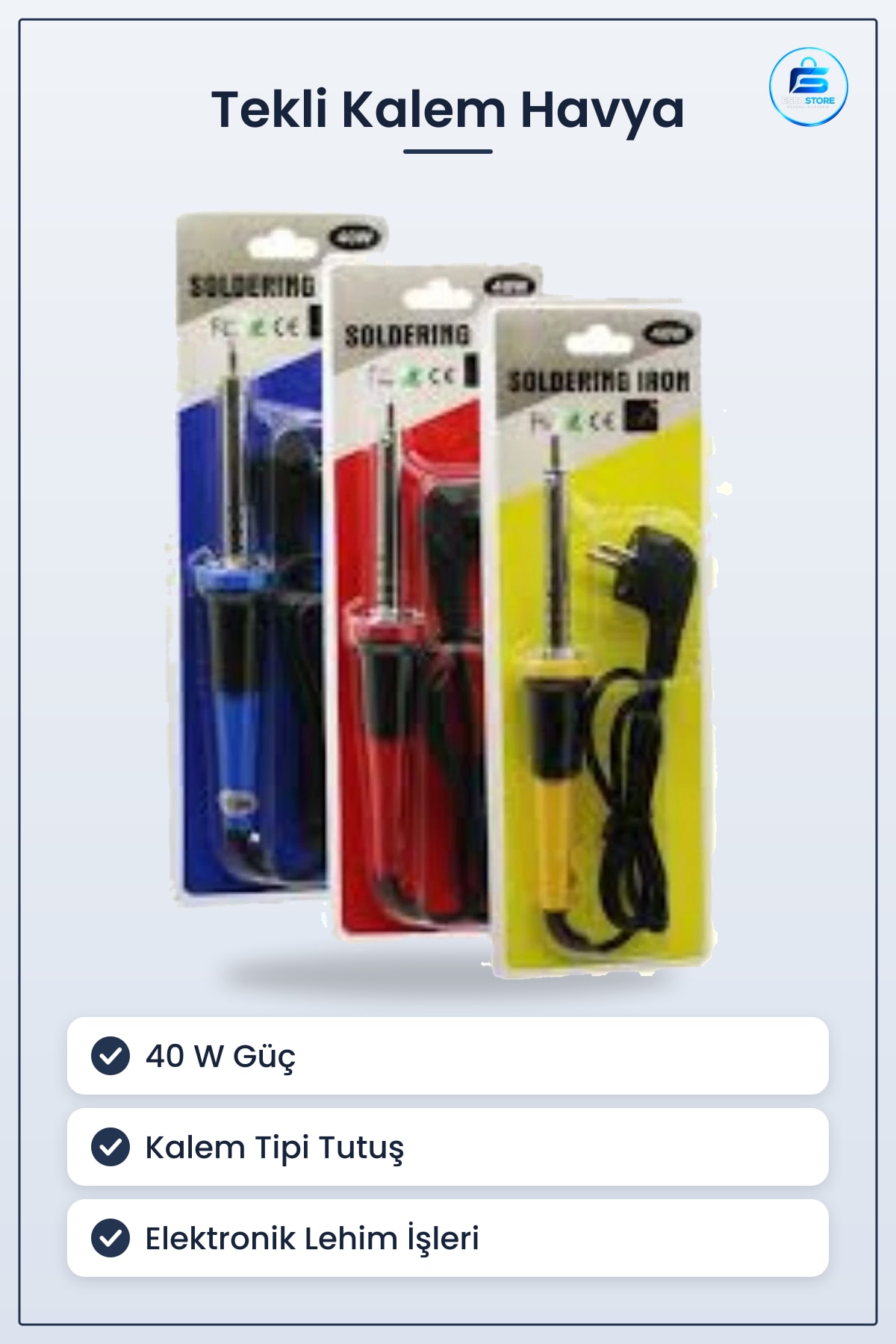Tekli Kalem Havya 40 W Elektronik Tamir ve Hobi İçin Lehimleme Aleti Pratik Kullanım