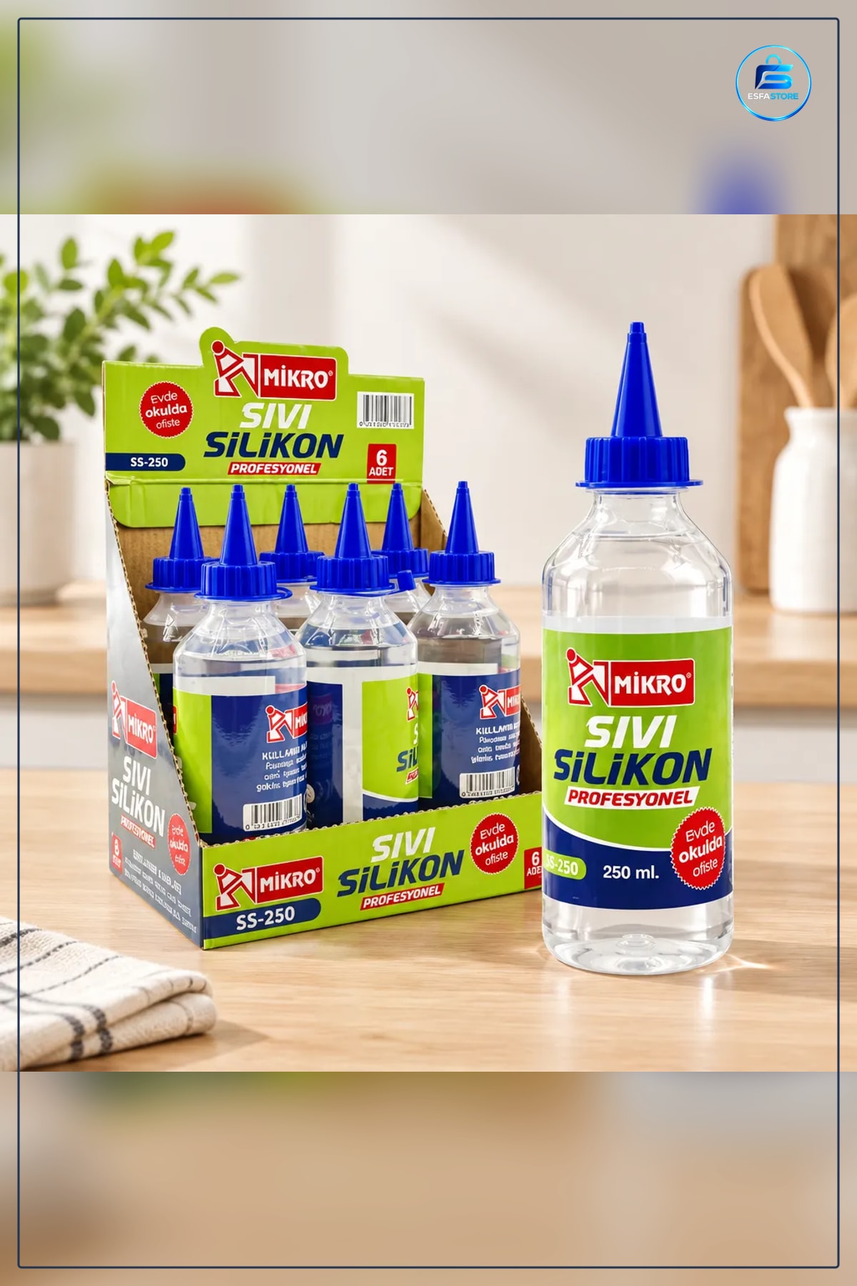 Sıvı Silikon 250 ml Profesyonel Şeffaf Uçlu Yapıştırıcı Mutfak Banyo Ofis Hobi 1 Adet