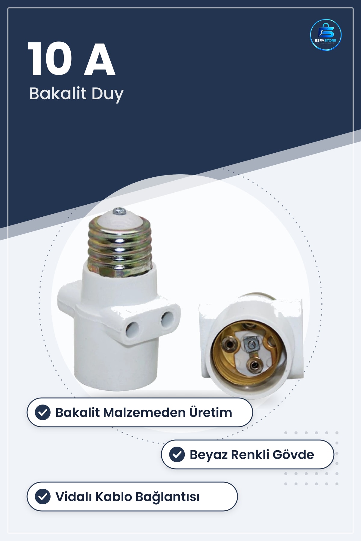 Bakalit Pazarıcı Duy Fişi 10 A Elektrik Tesisat Aydınlatma Armatürü Bağlantı Malzemesi