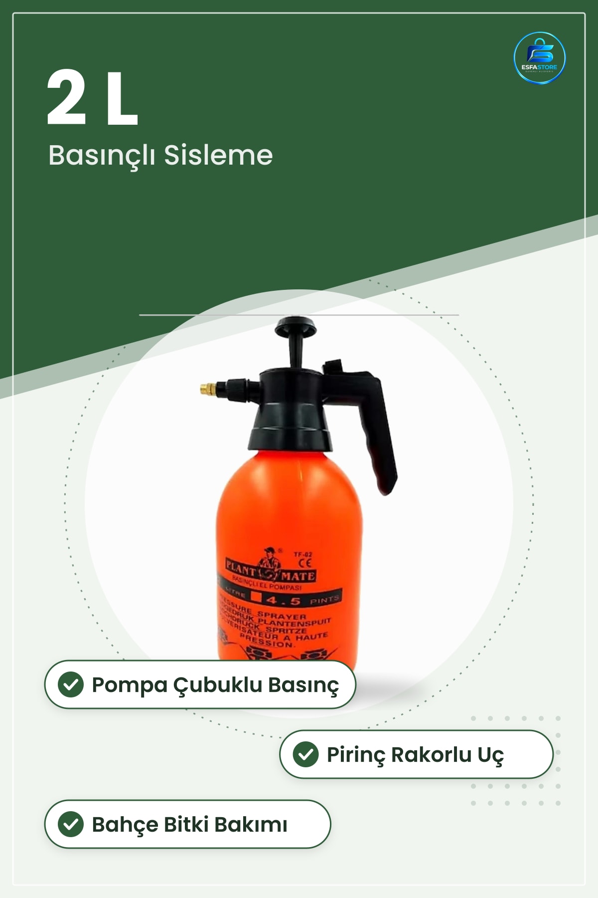 2 L İlaç Pompası Basınçlı Sisleme İlaçlama Makinesi Bahçe İçin El Sprey Bitki Bakım Sulama